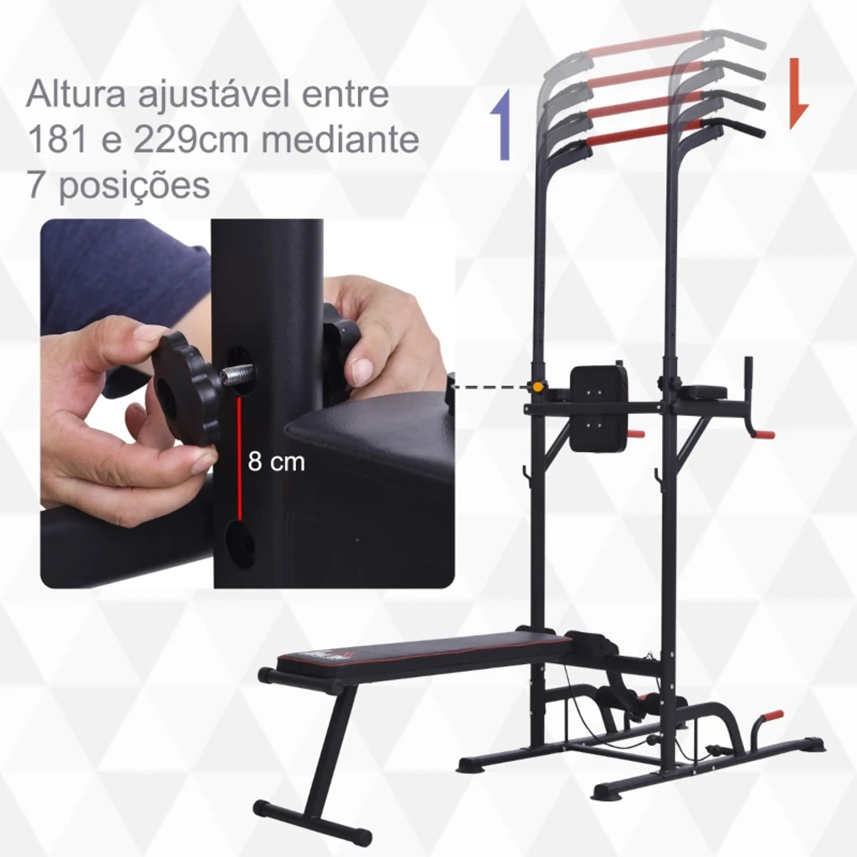 Estação de Musculação  220x98x181-229cm Preto 3