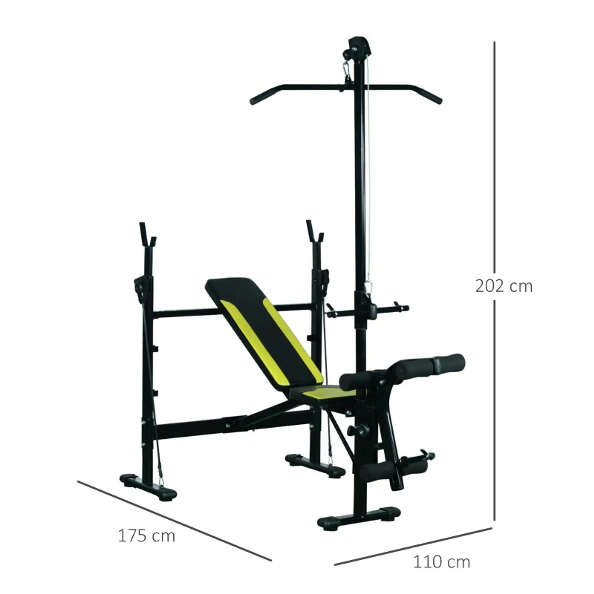 Banco de pesos reclinável multifuncional para treinamento e musculação 175x110x202 cm 3