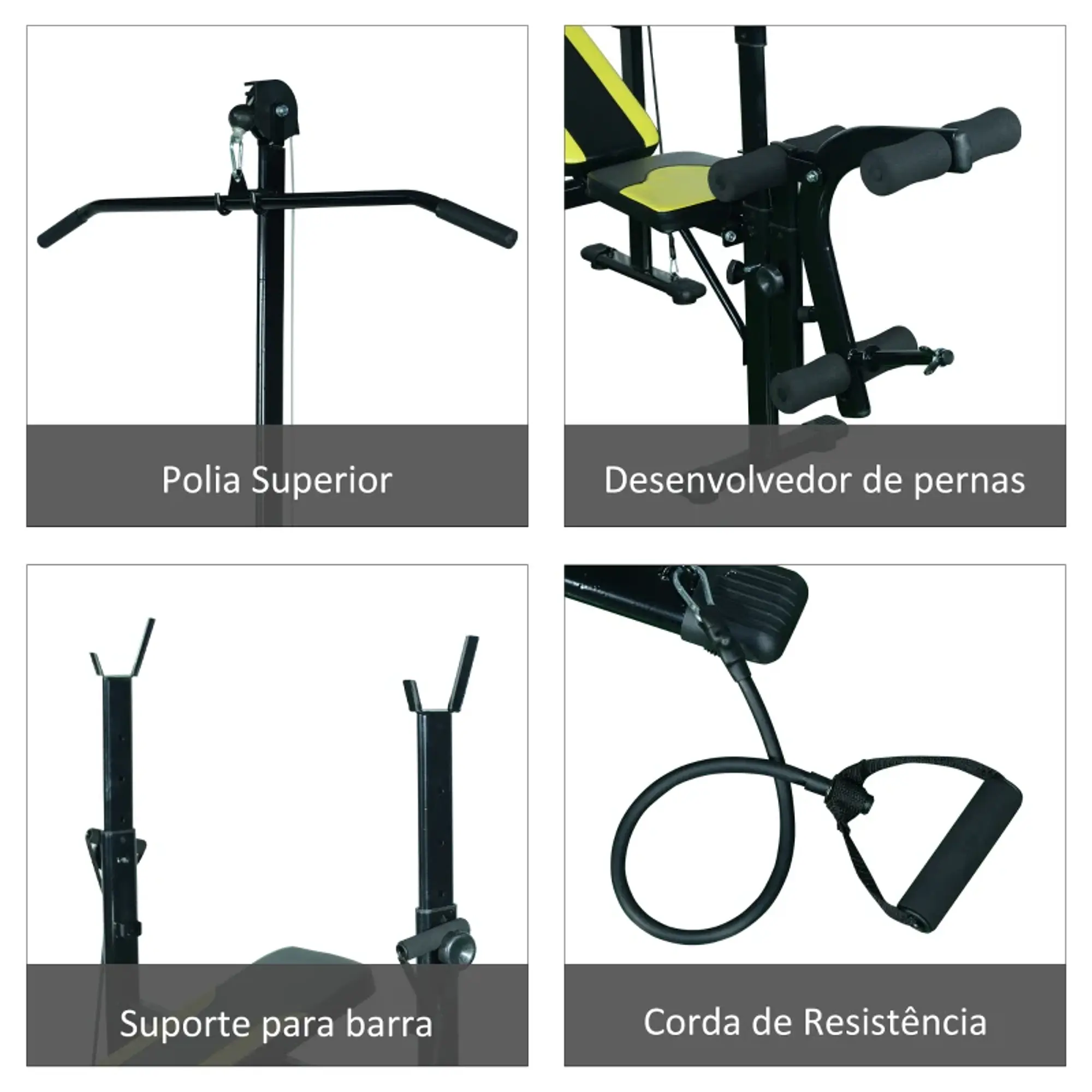 Banco de pesos reclinável multifuncional para treinamento e musculação 175x110x202 cm 7