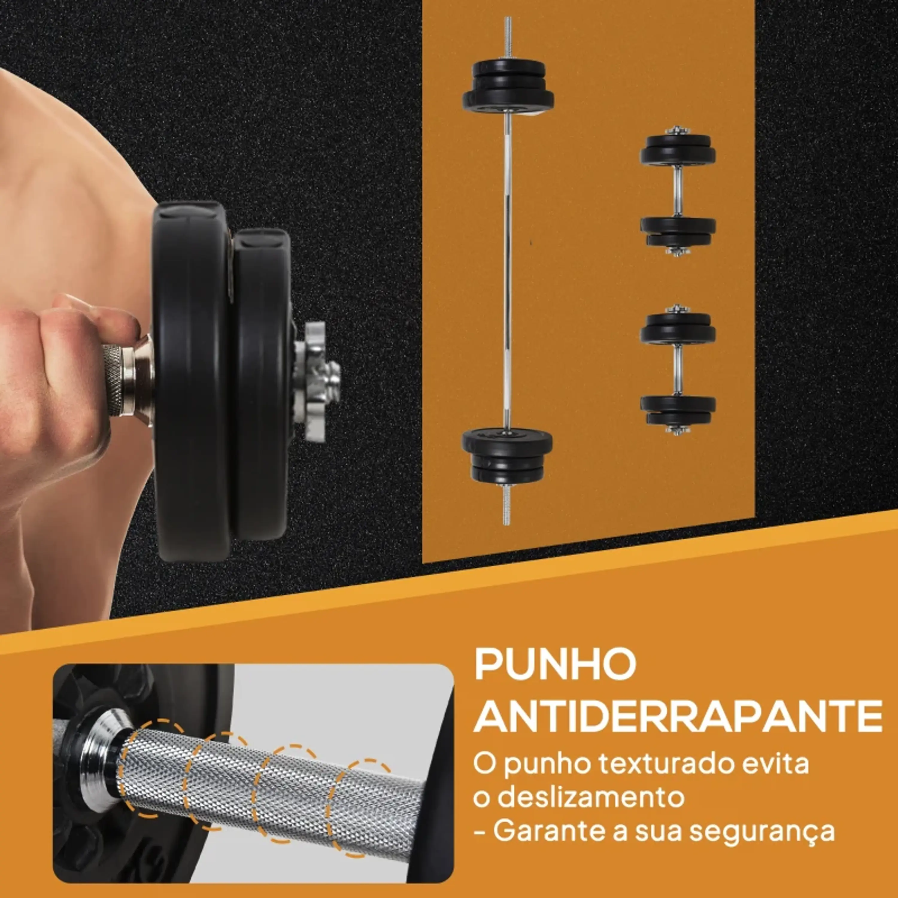 Conjunto de Barras de Pesos com 14 Discos de Pesos Intercambiáveis até 55kg 7