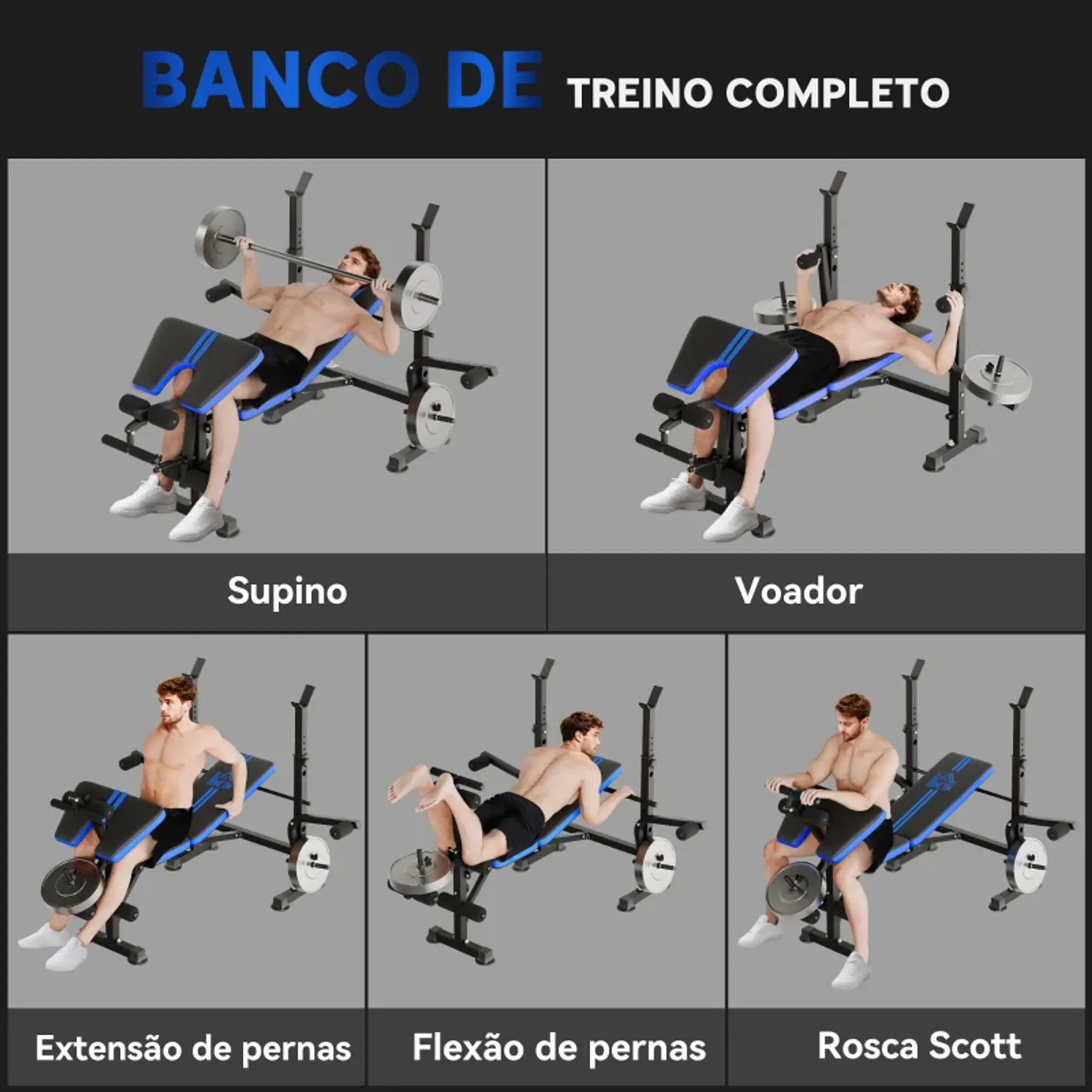 Banco de Musculação com Encosto Ajustável 8