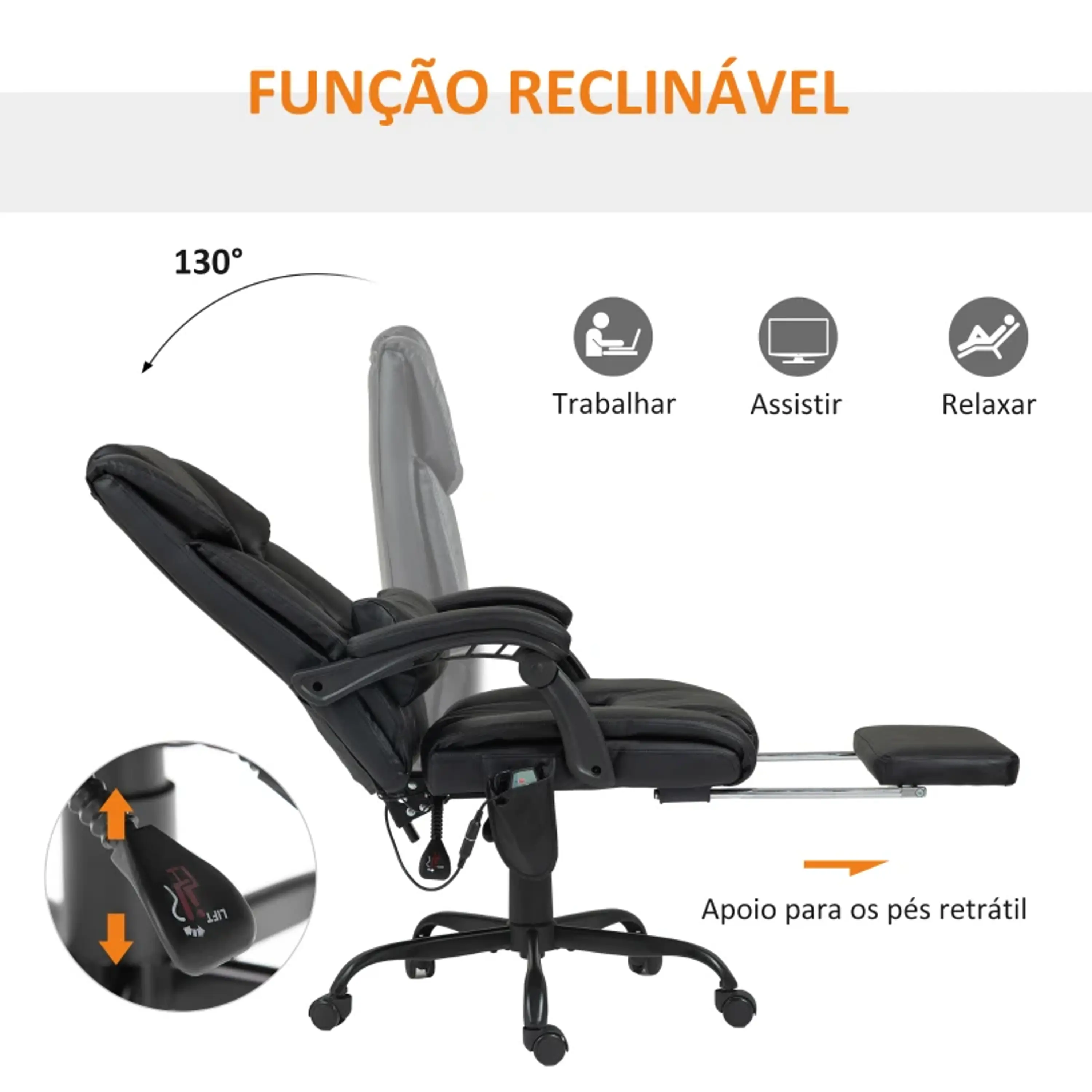 Cadeira de Escritório com 6 pontos de vibração  7