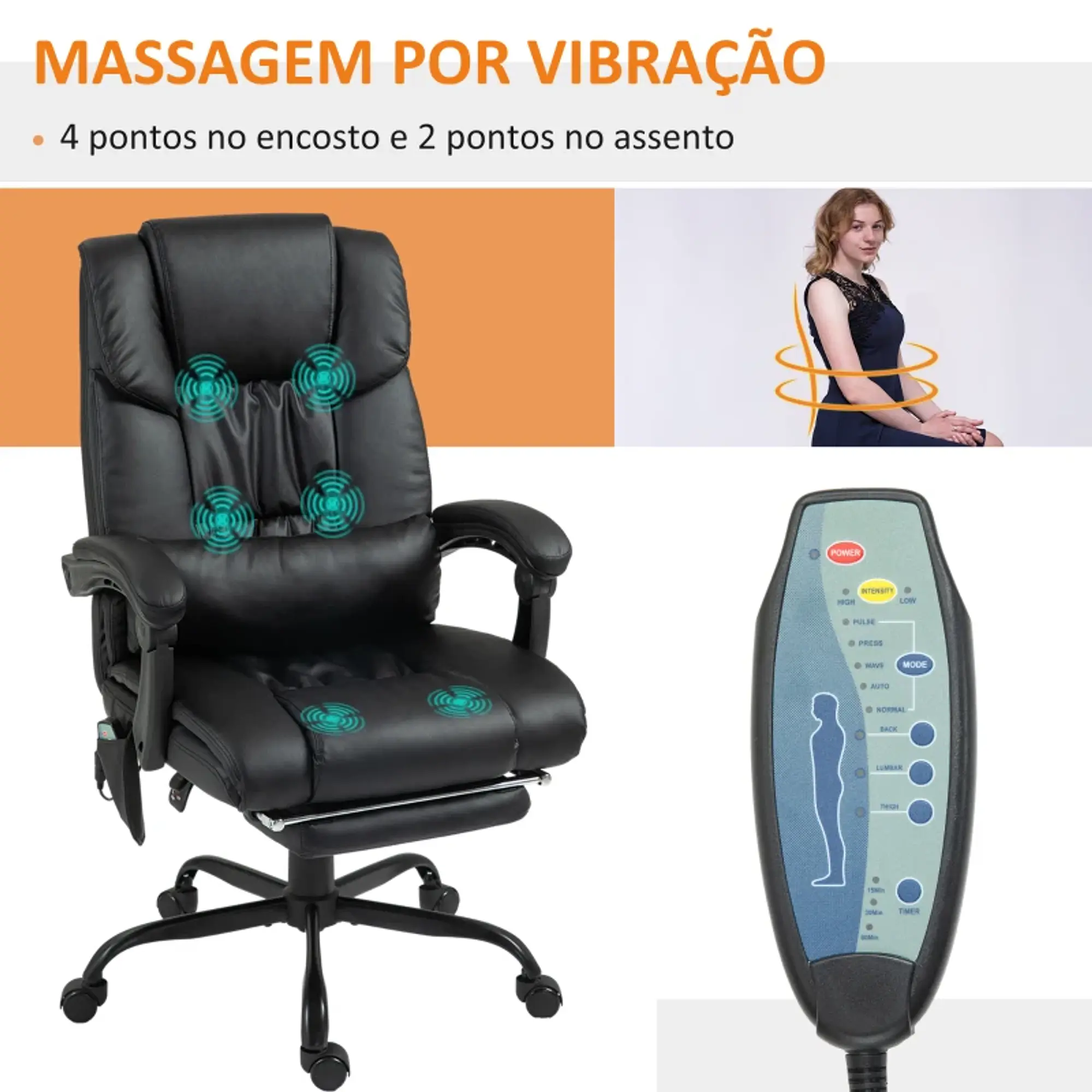 Cadeira de Escritório com 6 pontos de vibração  2