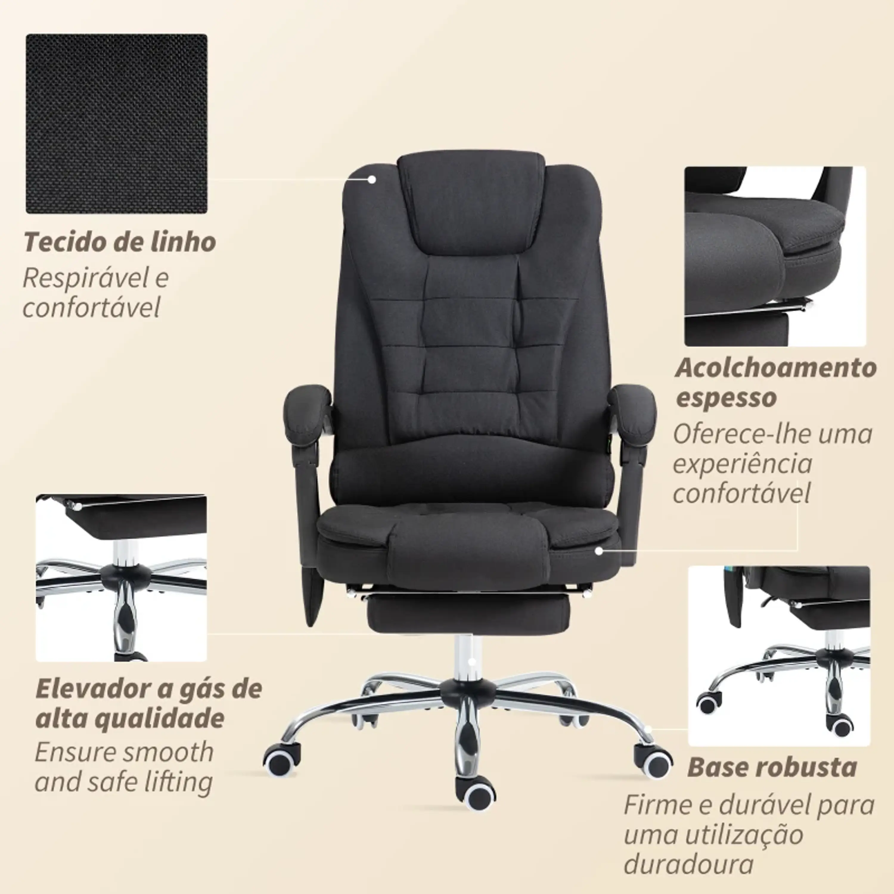 Cadeira de Massagem com 6 Pontos de Vibração. 10