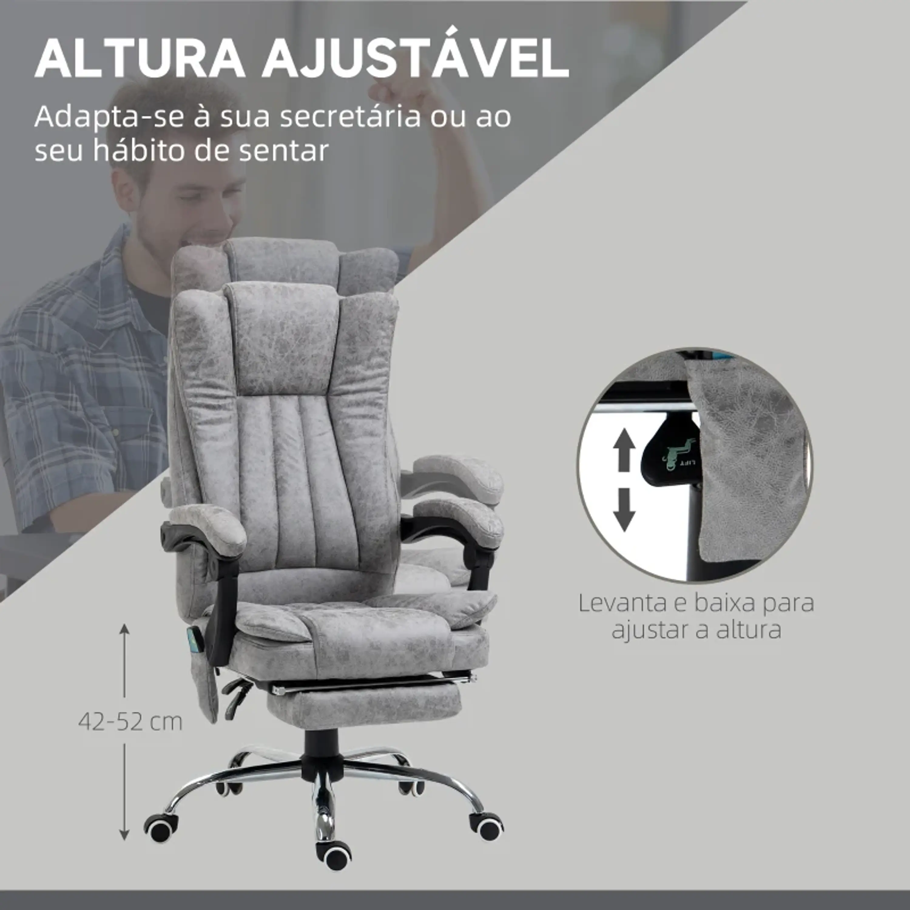 Cadeira de Escritório com 6 Pontos de Massagem 135º 15