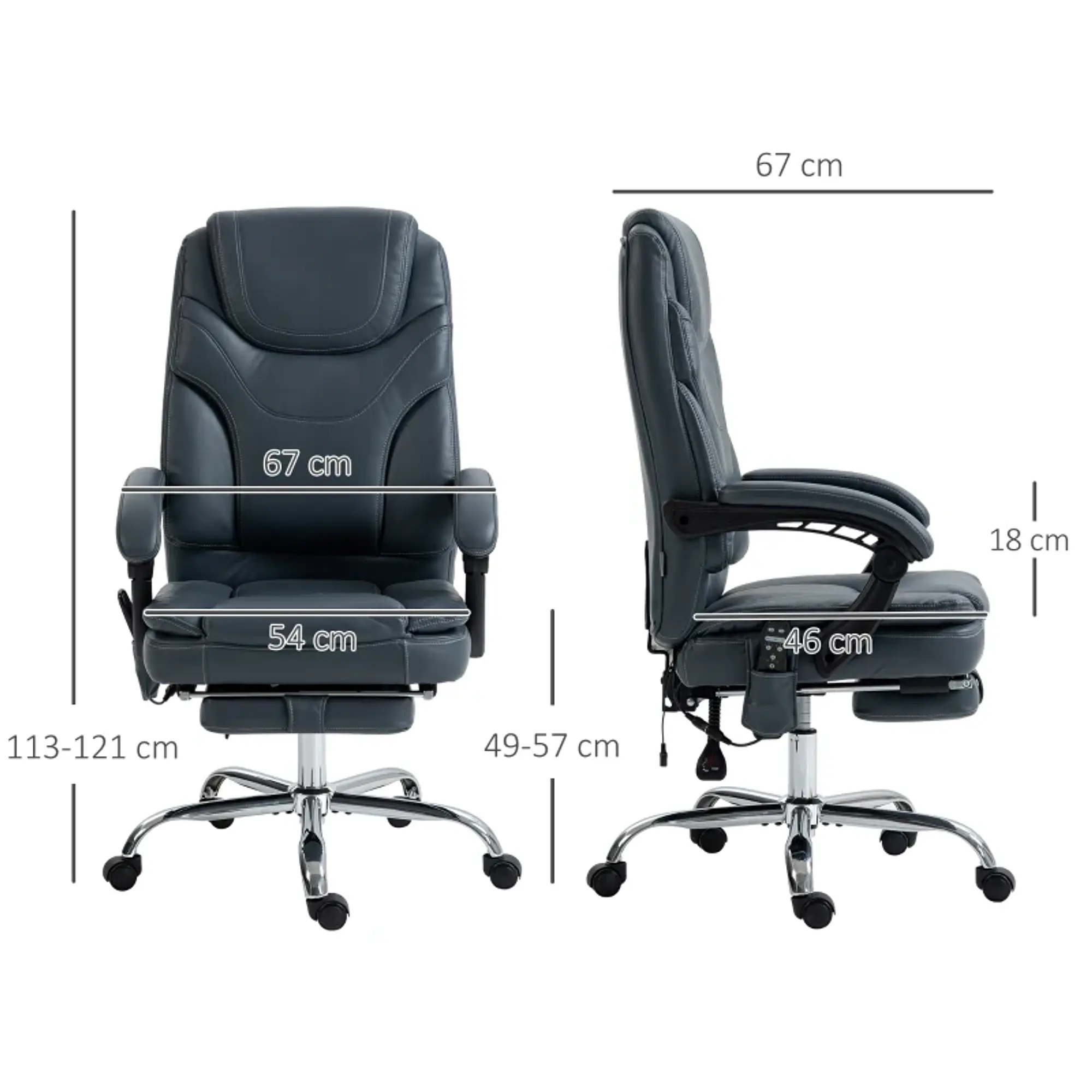 Cadeira de Escritório com 6 Pontos de Massagem 135º 3