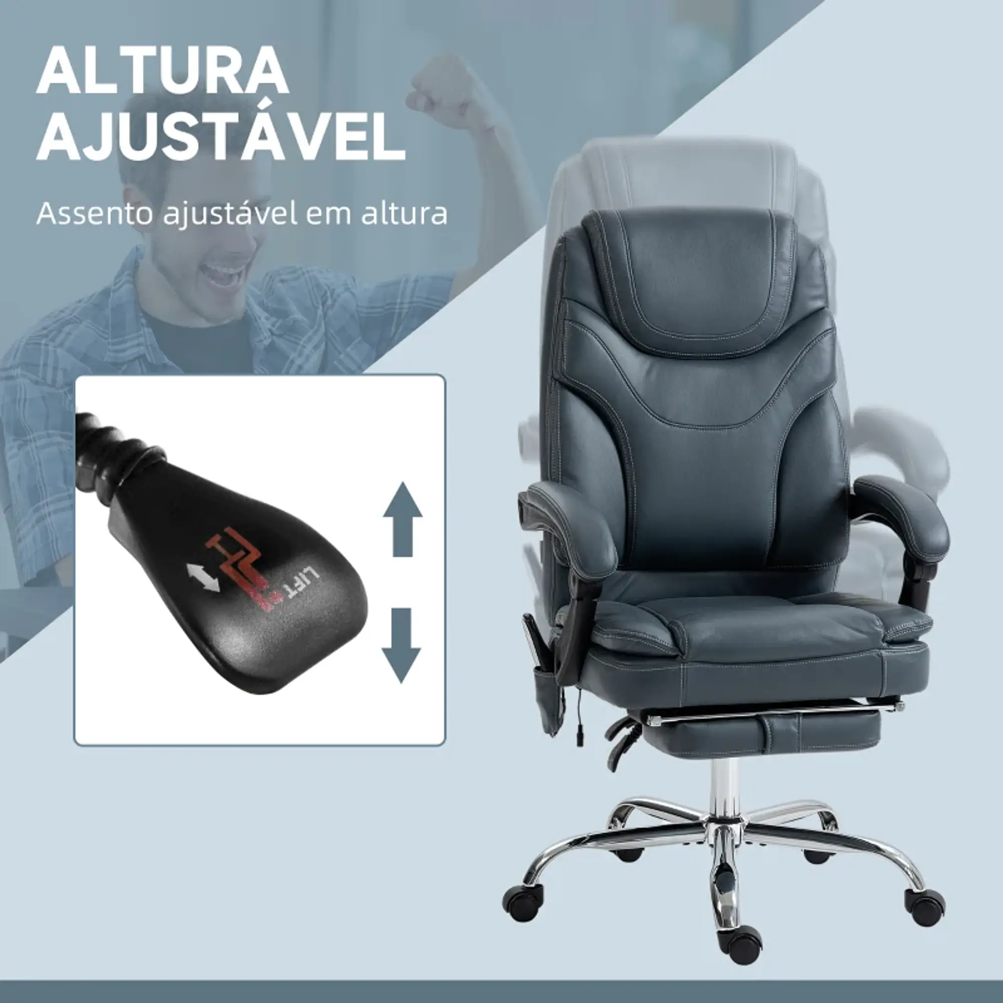 Cadeira de Escritório com 6 Pontos de Massagem 135º 5