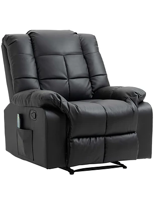 Poltrona Relax Reclinável com 8 Pontos de Massagem Controlo Remoto Estofada em PU 94x99x99