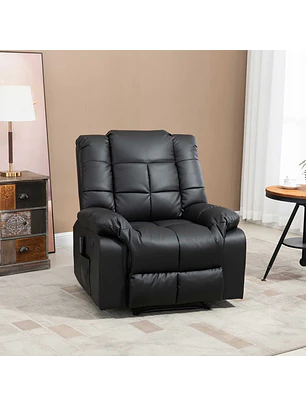 Poltrona Relax Reclinável com 8 Pontos de Massagem Controlo Remoto Estofada em PU 94x99x99