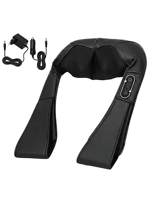 Massageador Cervical e de Costas com Calor e 8 Nós Shiatsu 3 Intensidades de Amassamento 3D Preto