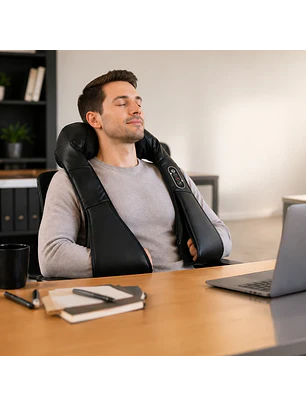 Massageador Cervical e de Costas com Calor e 8 Nós Shiatsu 3 Intensidades de Amassamento 3D Preto