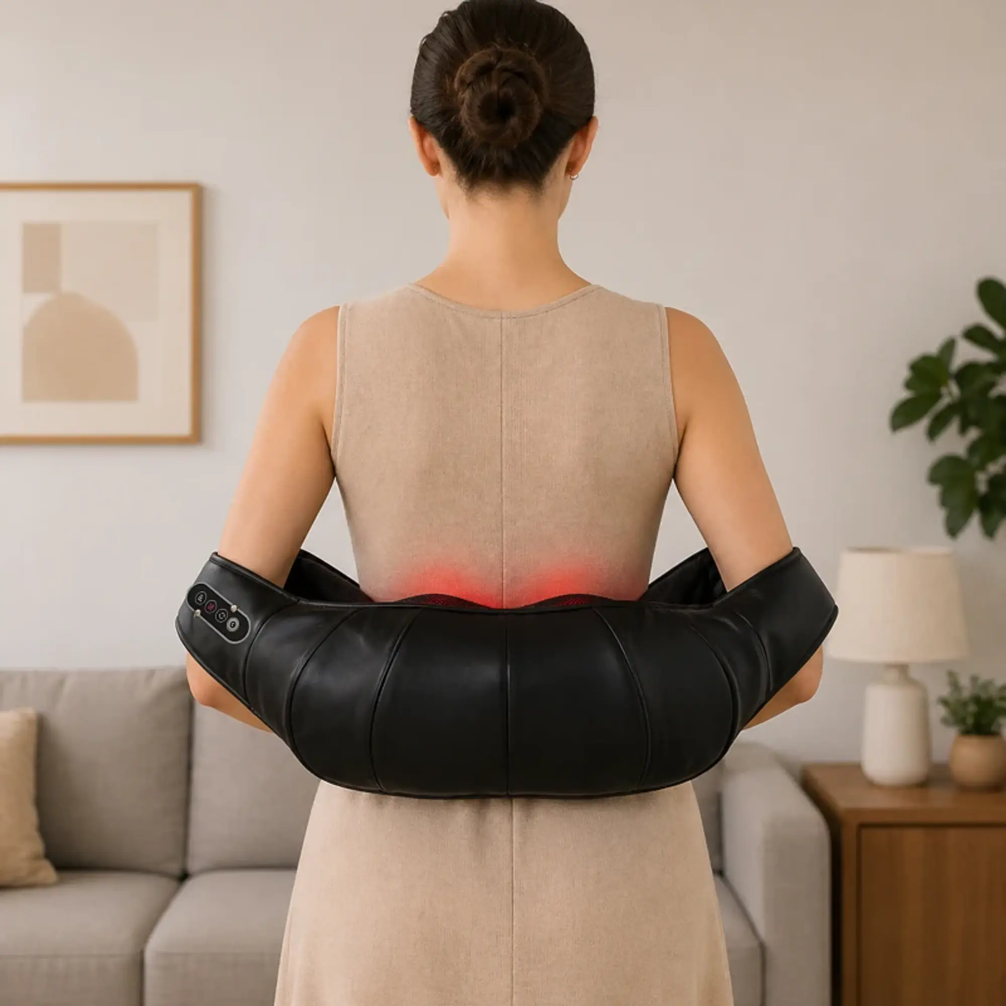 Massageador Cervical e de Costas com Calor e 8 Nós Shiatsu 3 Intensidades de Amassamento 3D Preto 10