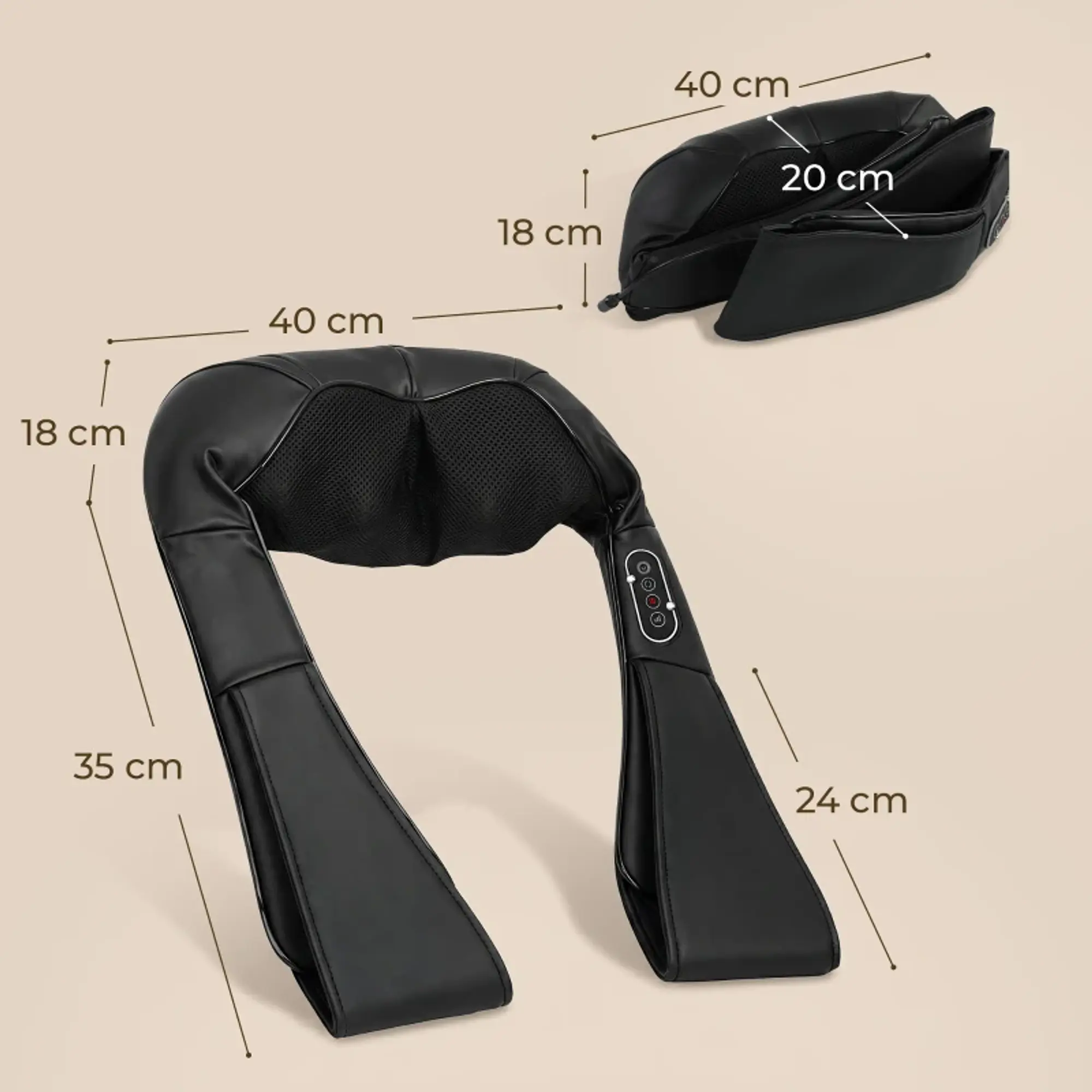 Massageador Cervical e de Costas com Calor e 8 Nós Shiatsu 3 Intensidades de Amassamento 3D Preto 4