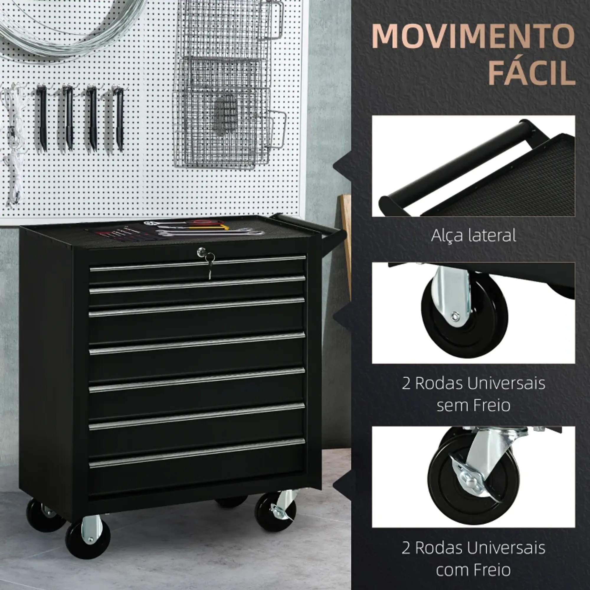 Carrinho de Ferramentas com 7 Gavetas 2
