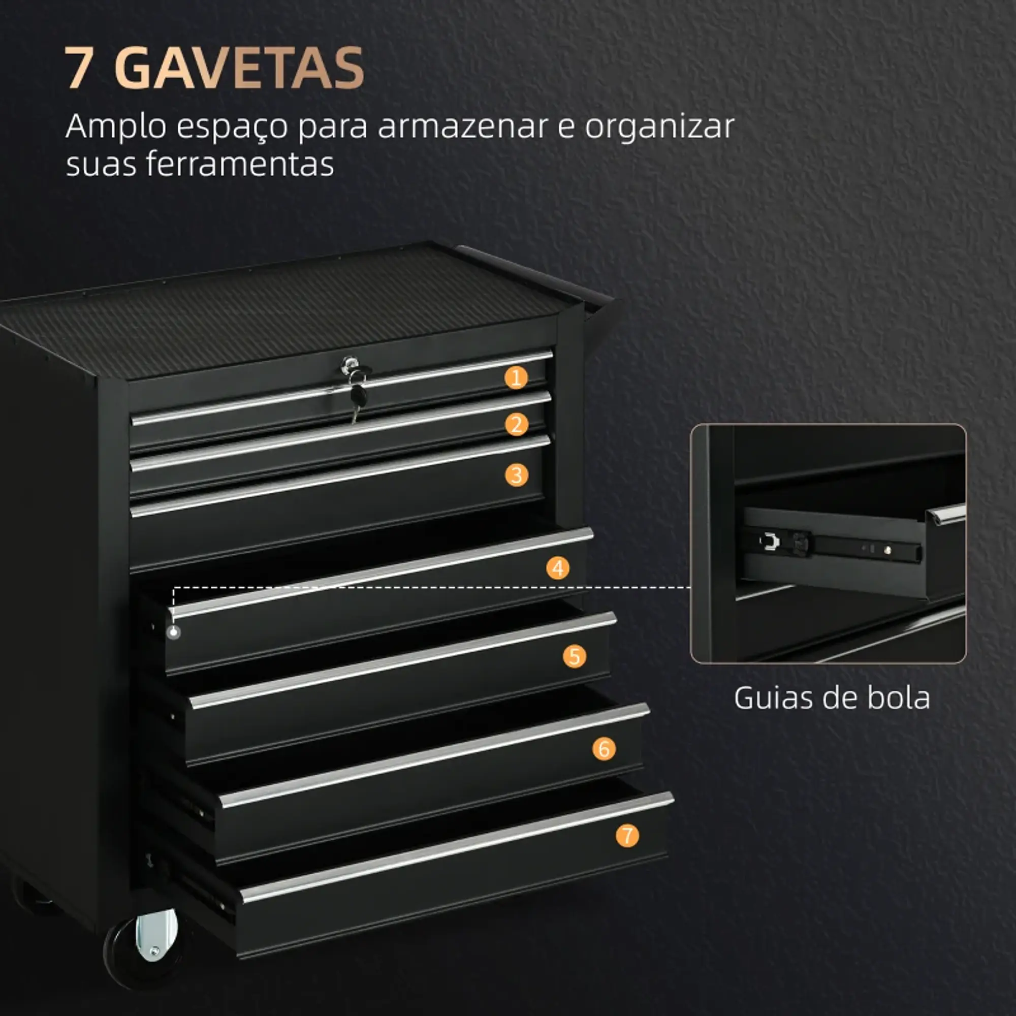 Carrinho de Ferramentas com 7 Gavetas 6