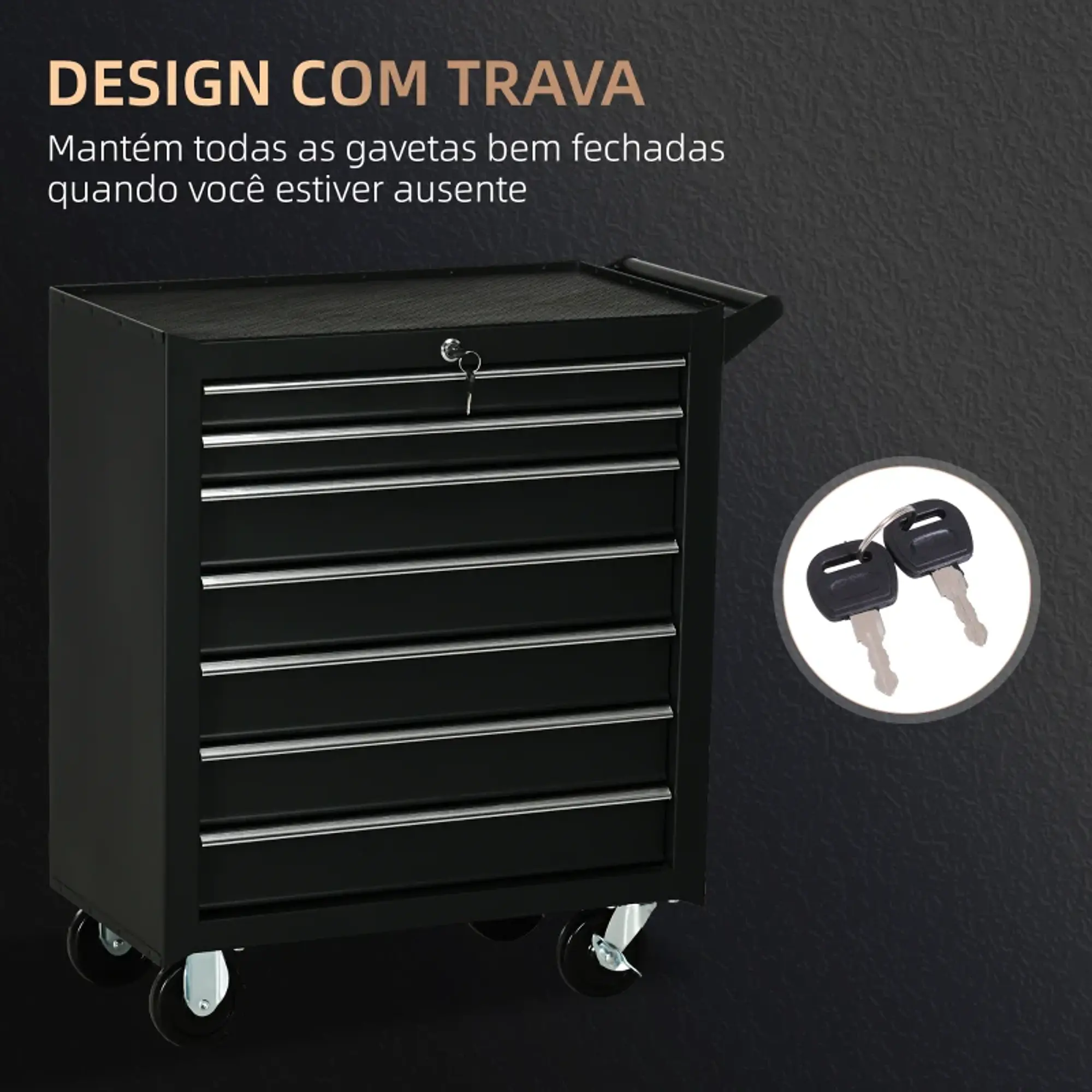 Carrinho de Ferramentas com 7 Gavetas 8