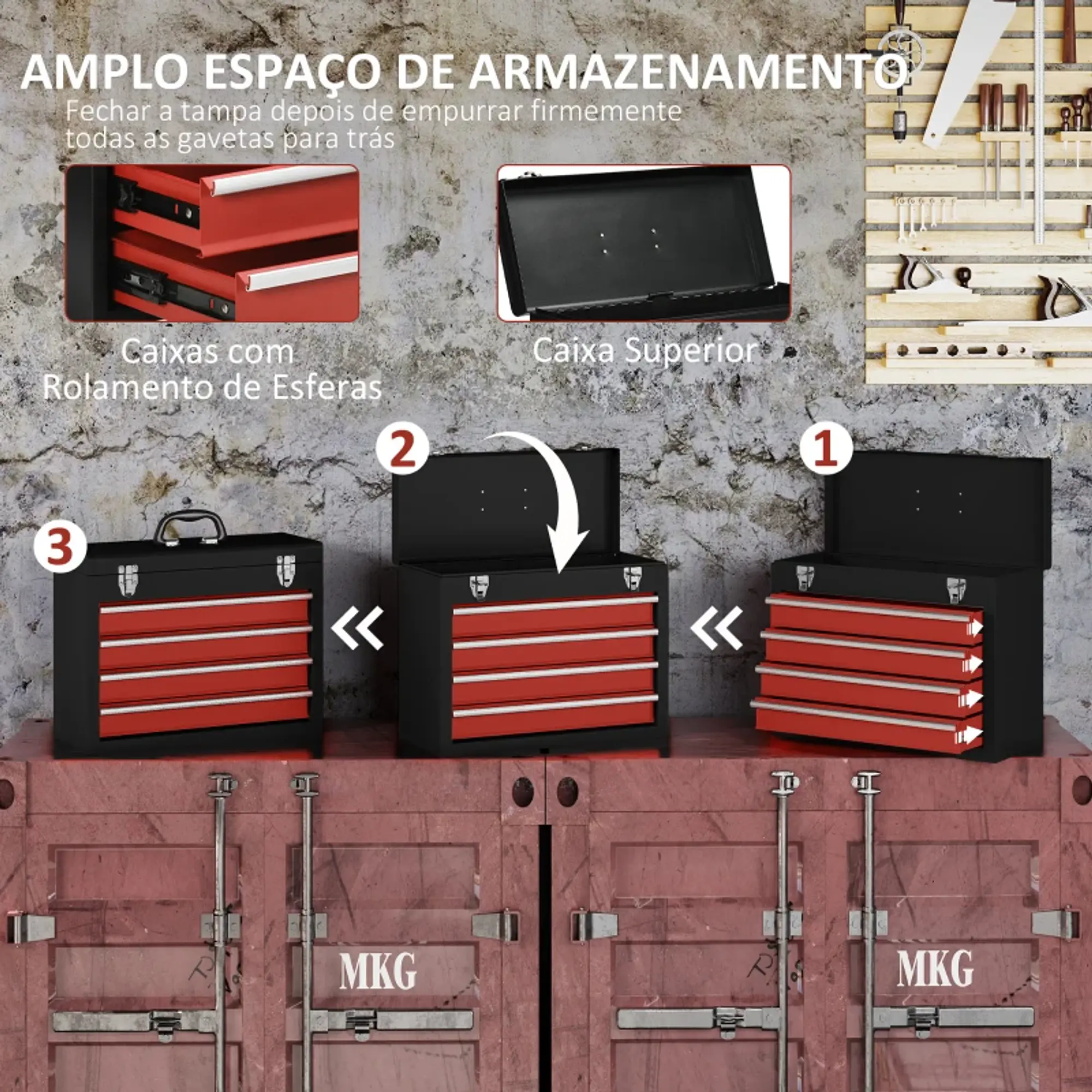 Caixa de Ferramentas de Aço com 4 Gavetas 5