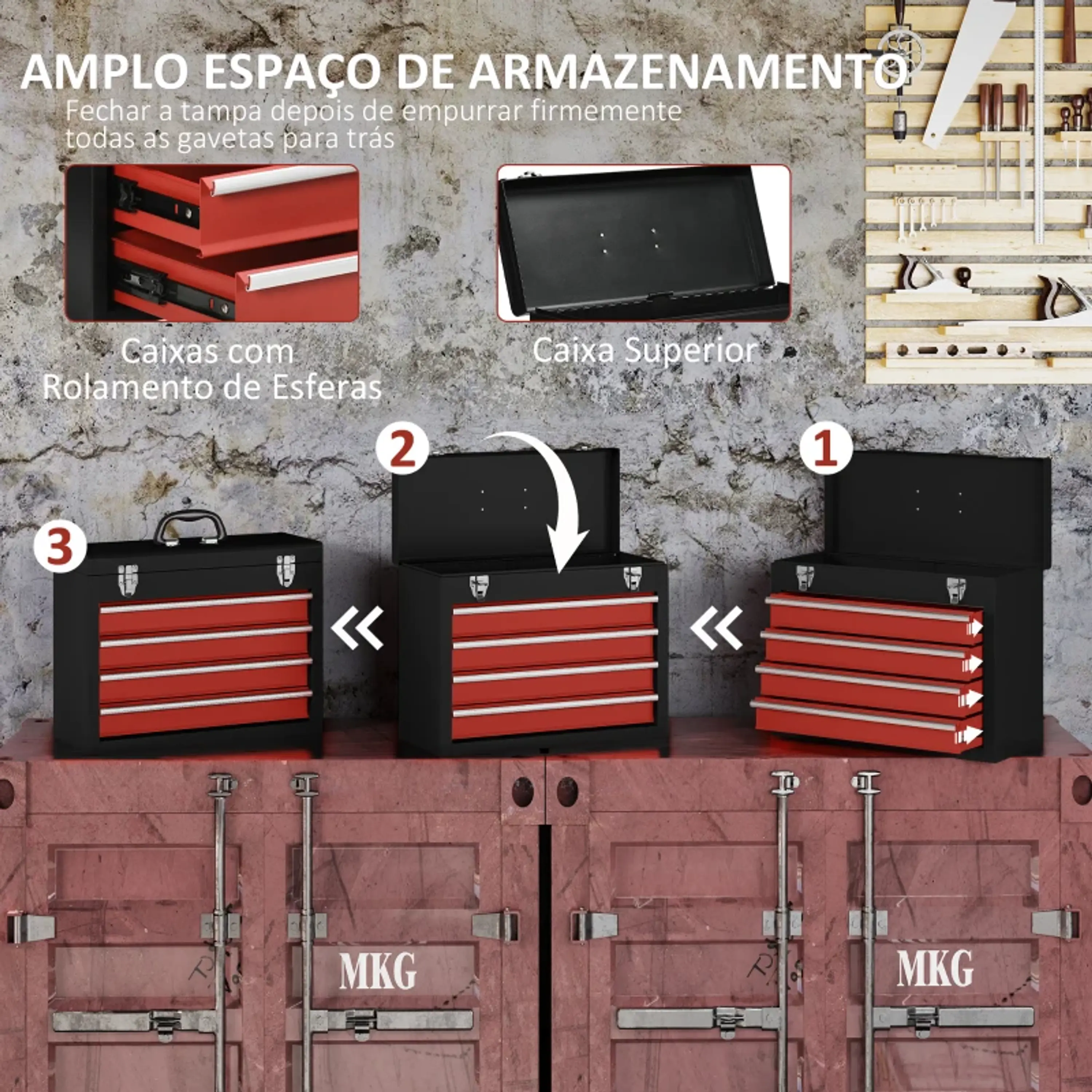 Caixa de Ferramentas de Aço com 4 Gavetas 5