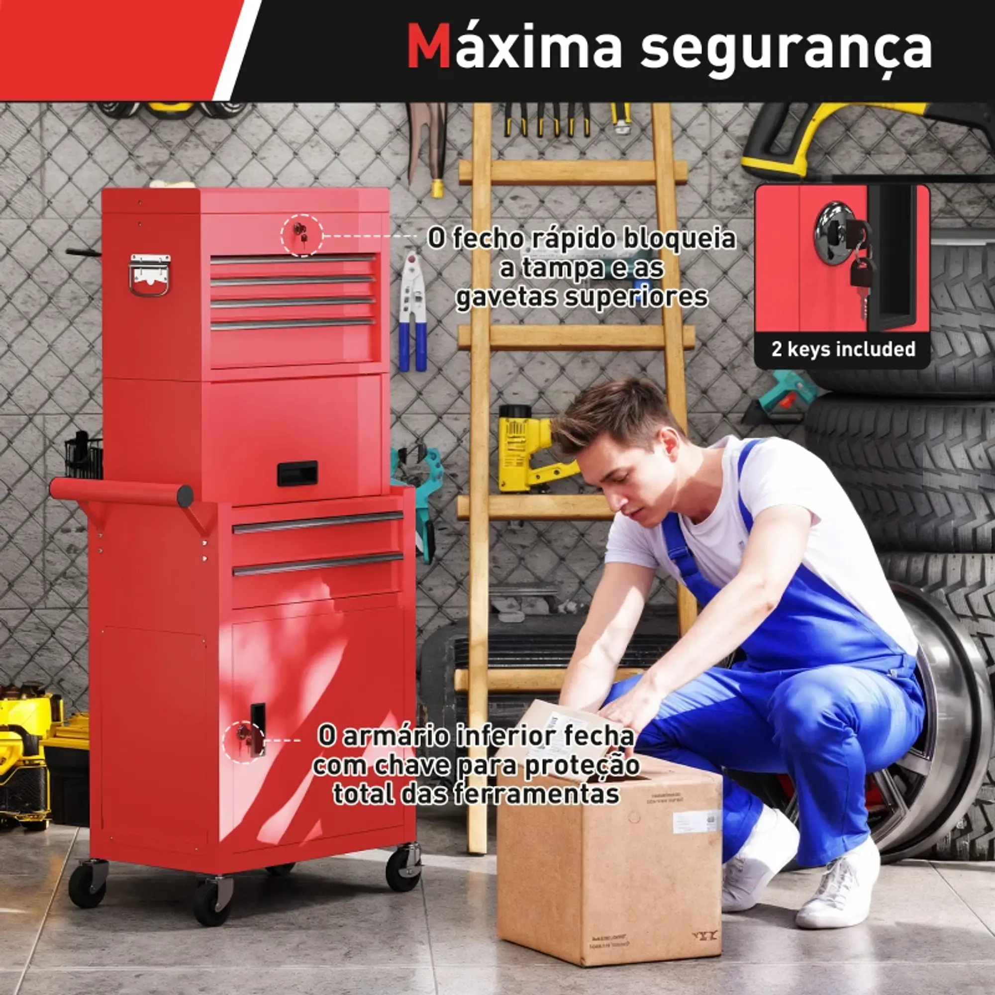 Carrinho de Ferramentas com 6 Gavetas Desmontável  2