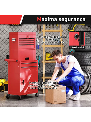 Carrinho de Ferramentas com 6 Gavetas Desmontável 