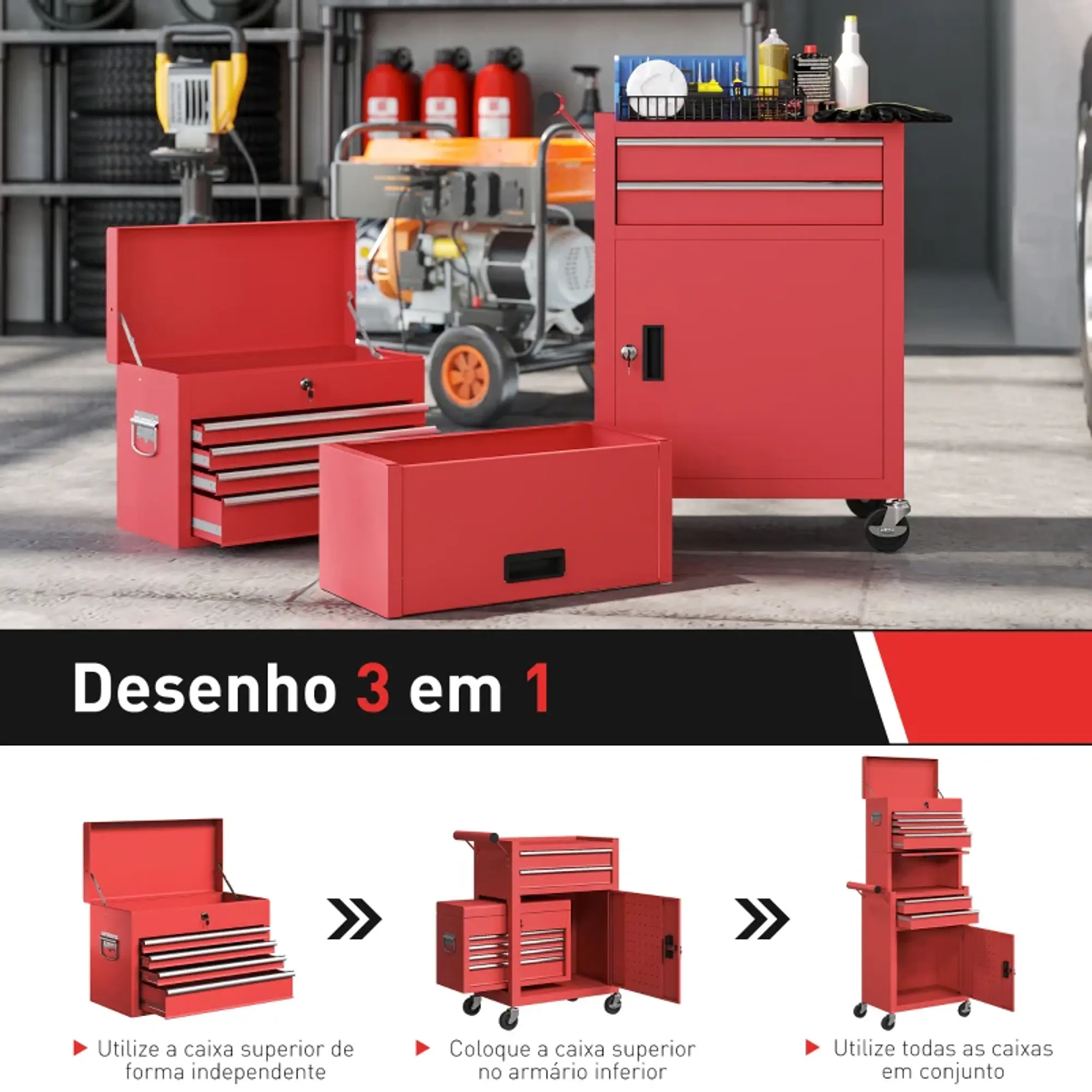 Carrinho de Ferramentas com 6 Gavetas Desmontável  7