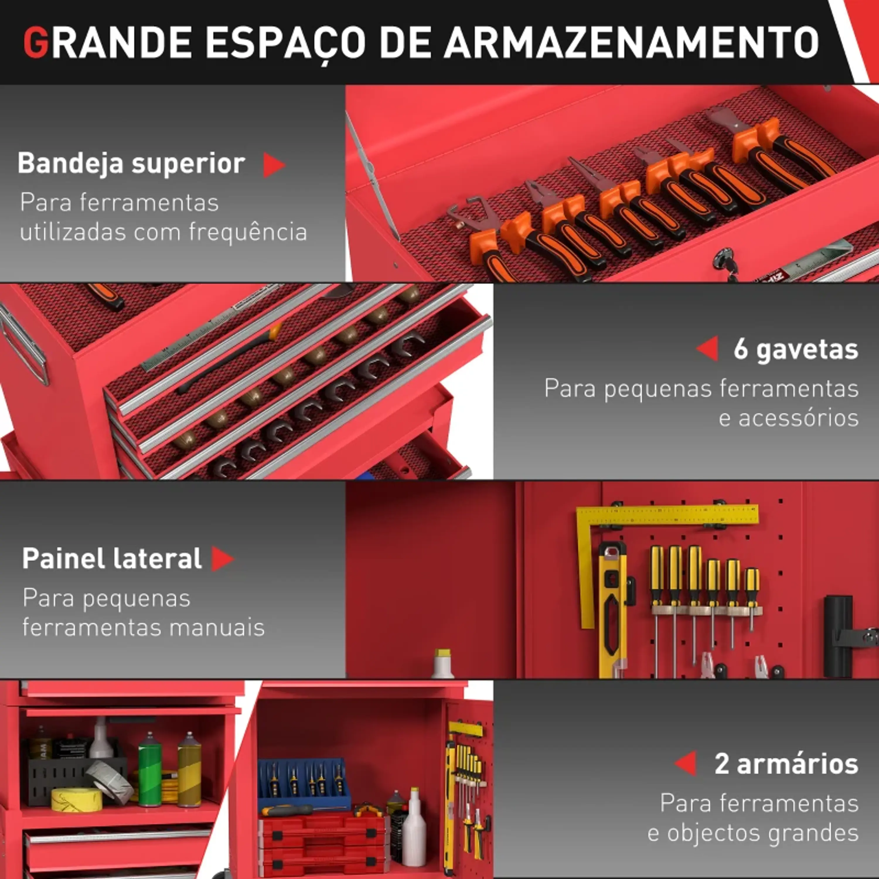 Carrinho de Ferramentas com 6 Gavetas Desmontável  10