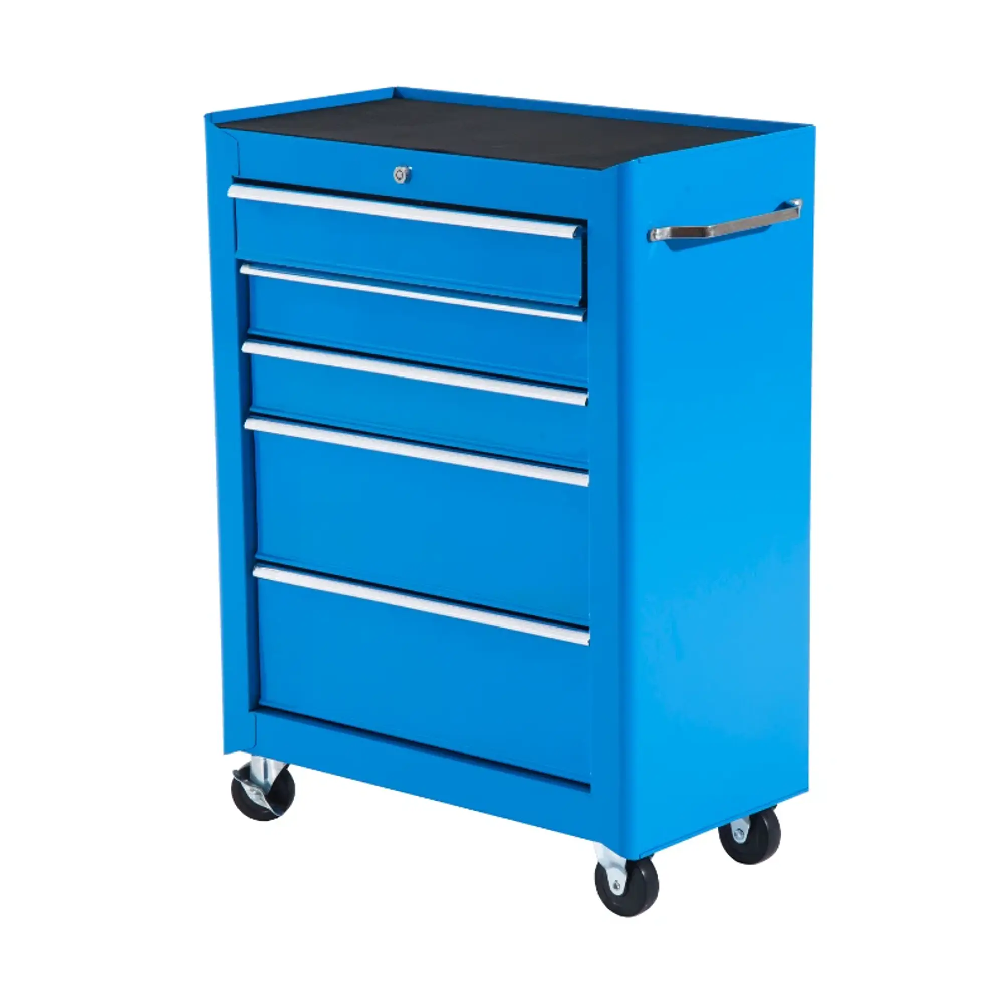 Carrinho de Ferramentas para Oficina com Rodas e 5 Gavetas Fechadura e Alça Lateral 61,5x33x85 cm 2