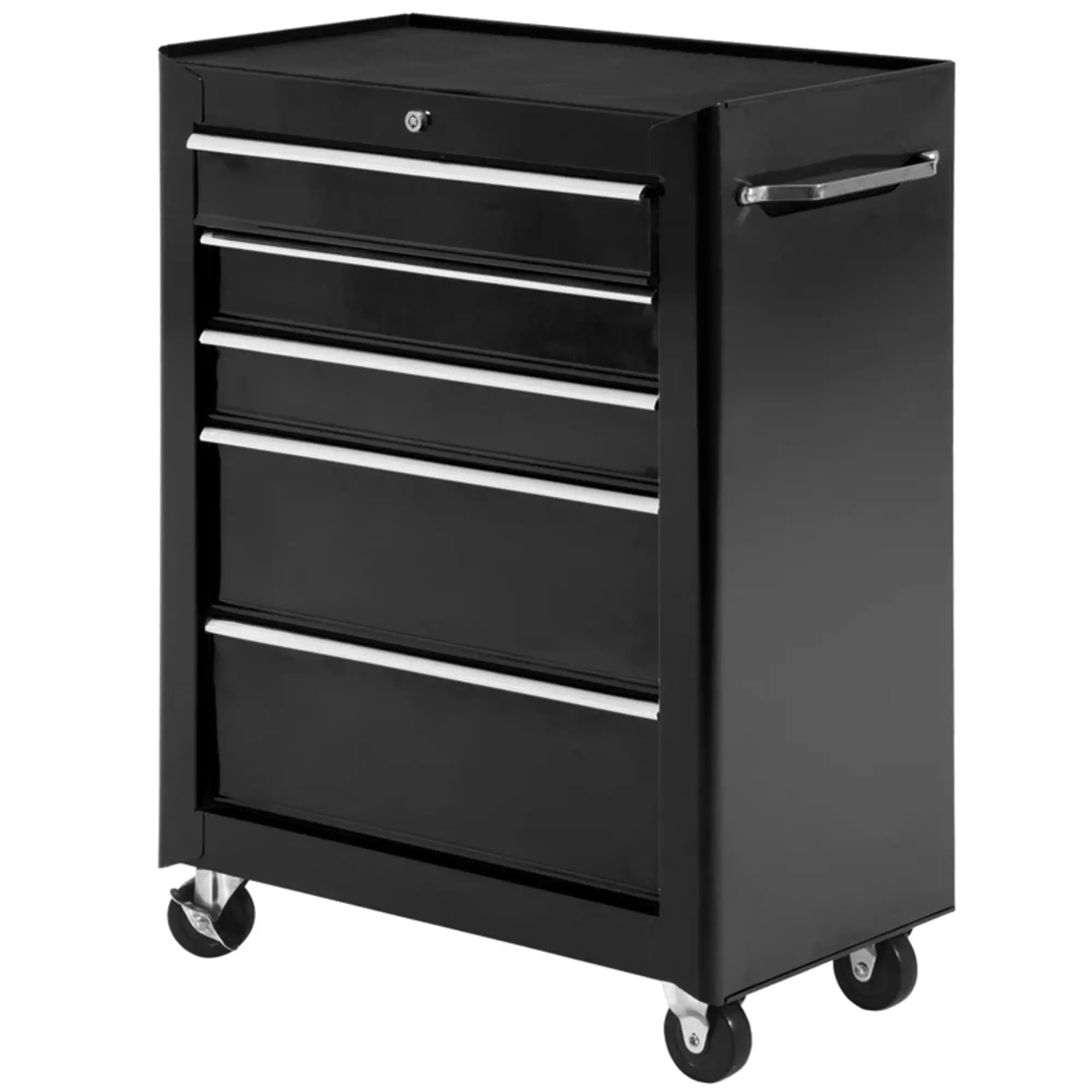 Carrinho de Ferramentas para Oficina com Rodas e 5 Gavetas Fechadura e Alça Lateral 61,5x33x85 cm 4
