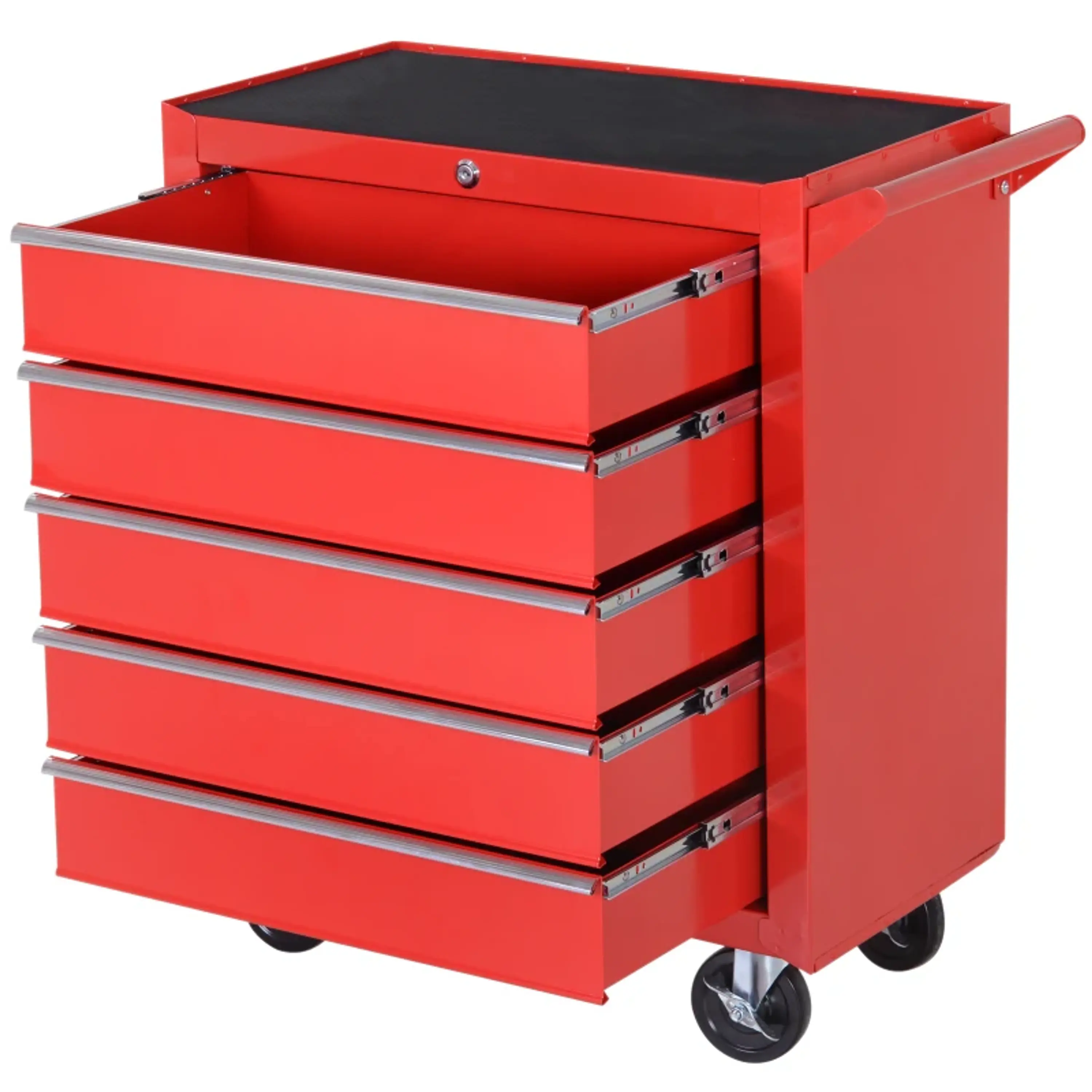 Carrinho de Ferramentas com 5 Gavetas Rodas Aço 69x33x75 cm Vermelho 1