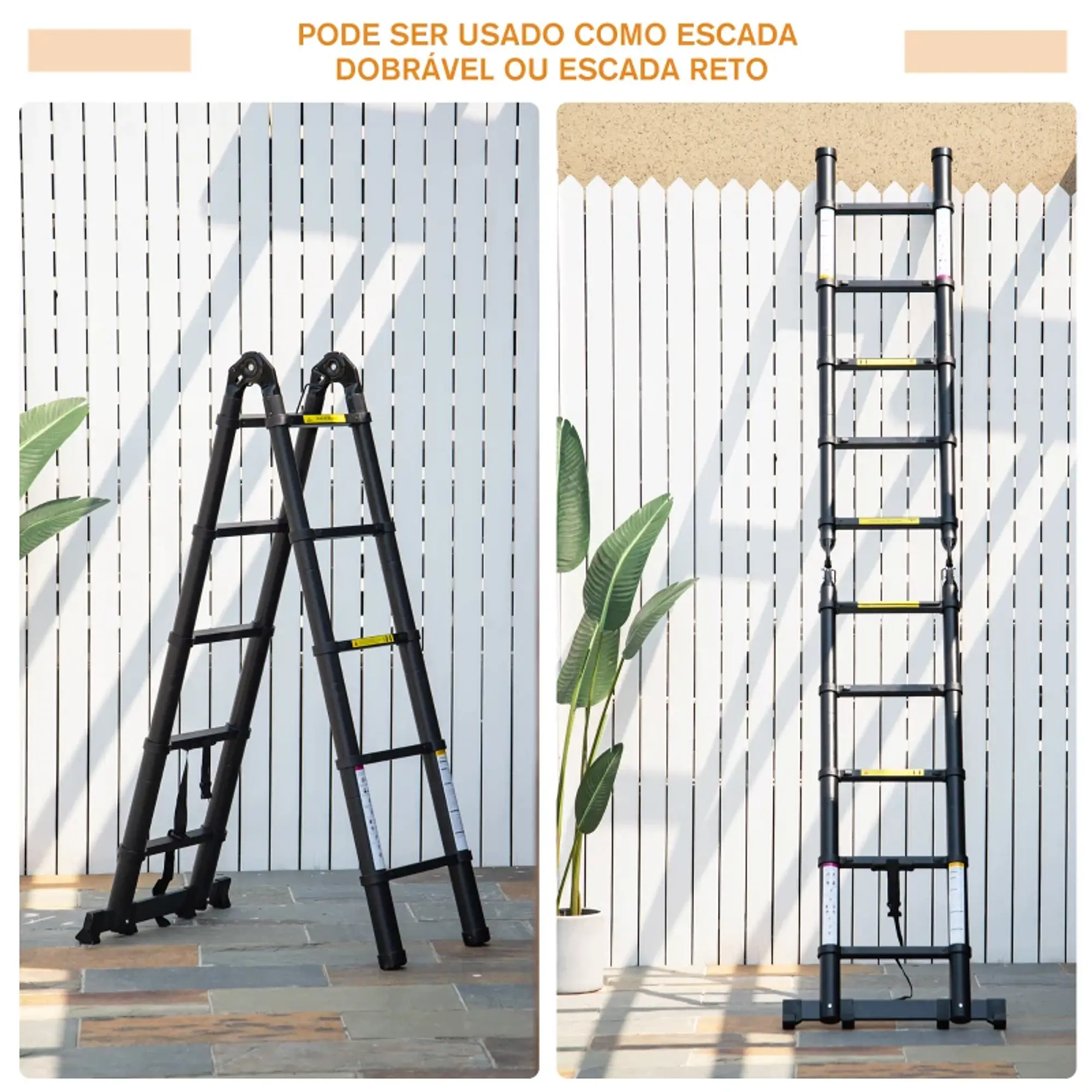 Escada Telescópica dobrável multiuso quadro em A 150kg Alumínio 320x67x7 cm 9