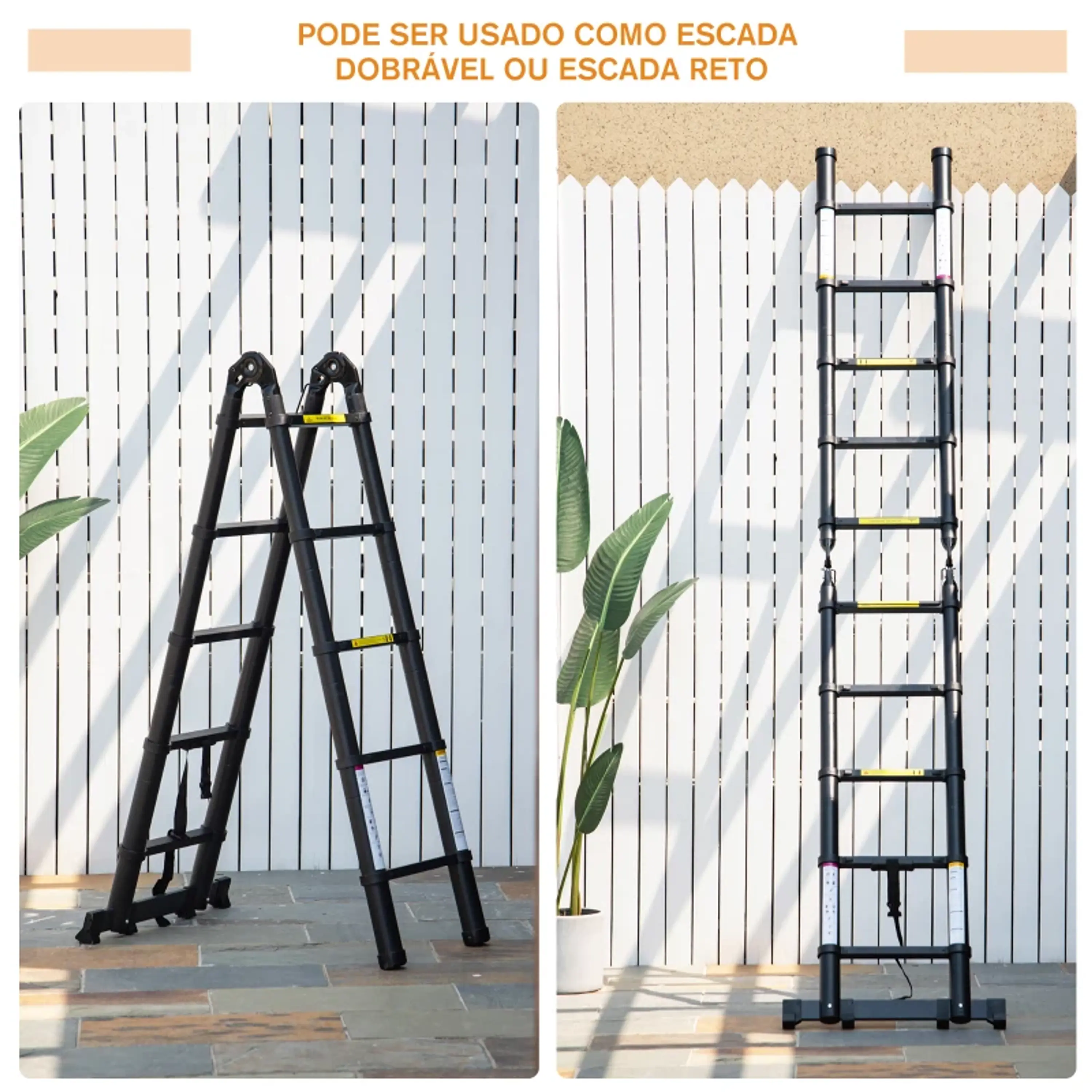 Escada Telescópica dobrável multiuso quadro em A 150kg Alumínio 320x67x7 cm 9