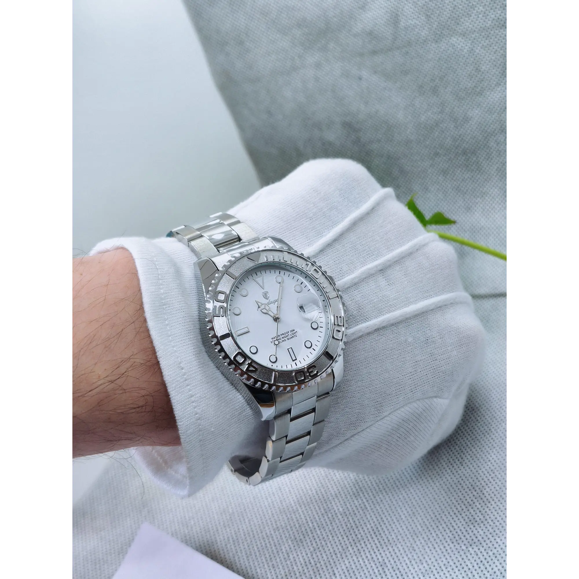 Relógio Quartz Masculino em Aço Prateado Inóxidável - White General 7