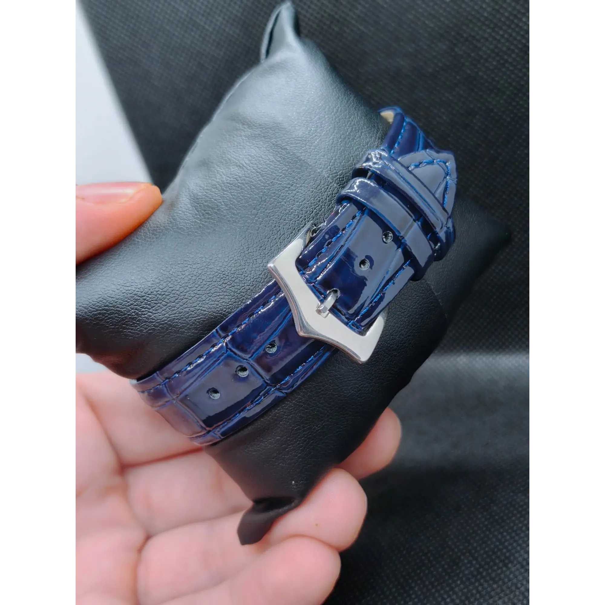 Relógio Quartz Masculino em Aço Inóxidável e Couro- Ouro Azul 2