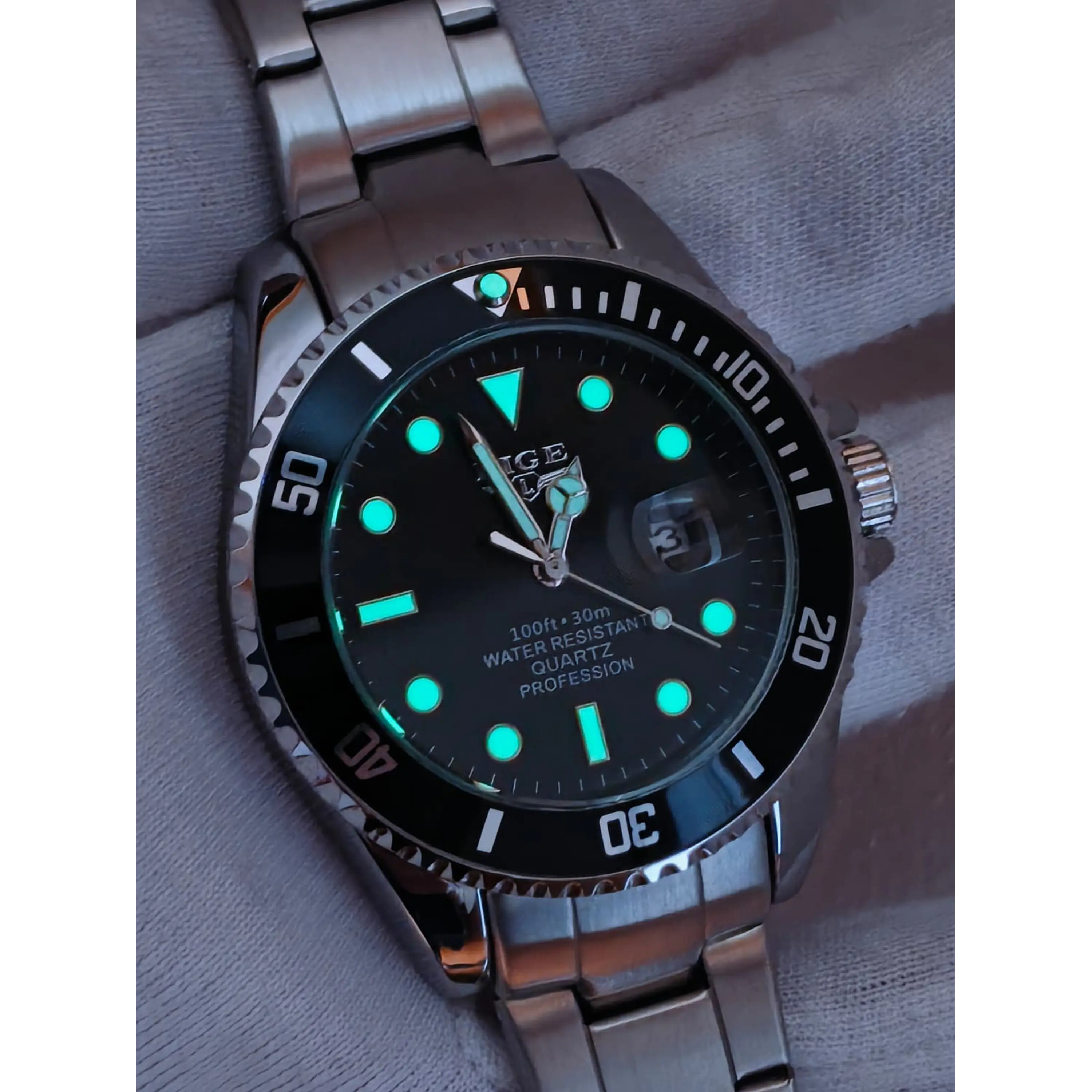 Relógio Quartz Masculino em Aço Inóxidável - Mergulhador 4