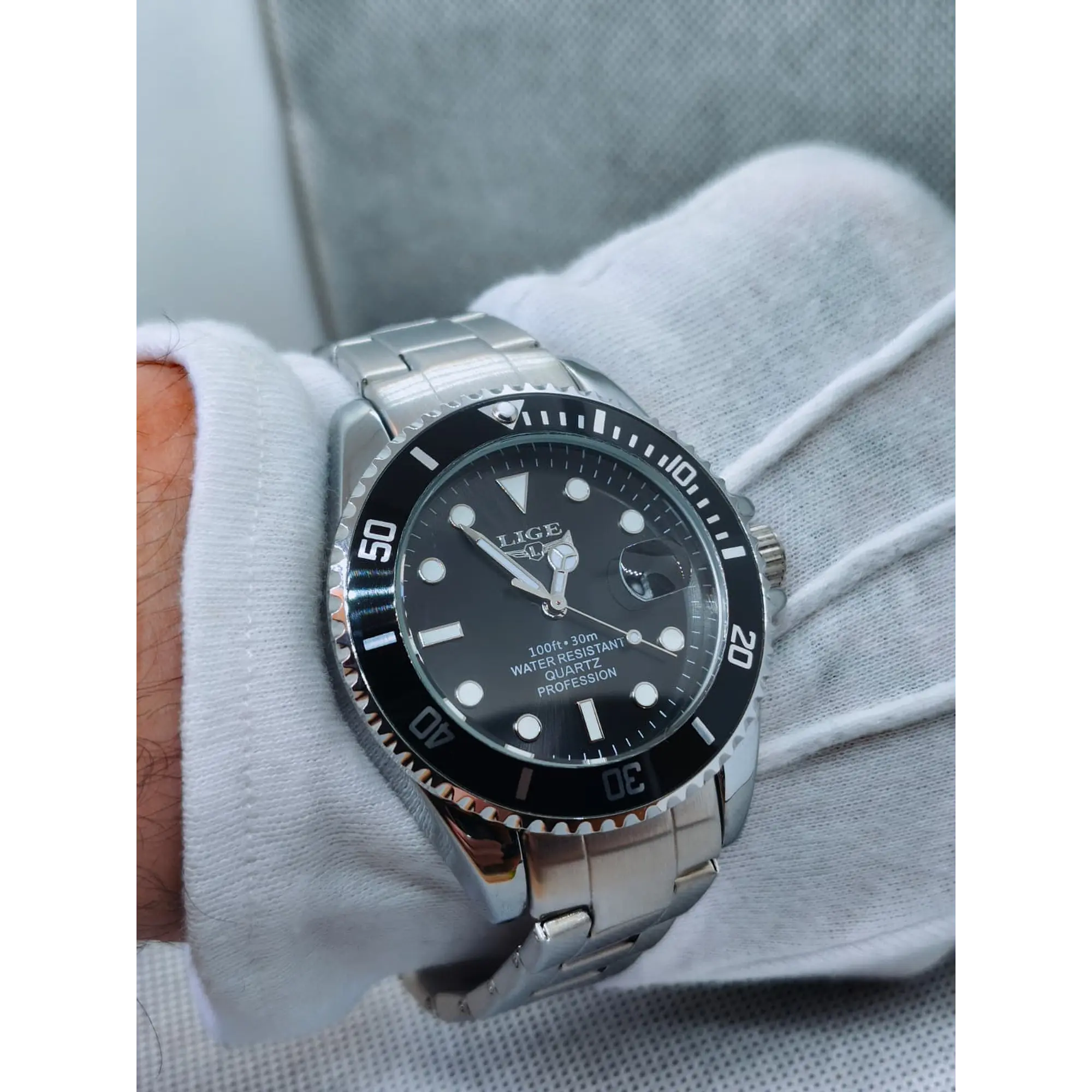 Relógio Quartz Masculino em Aço Inóxidável - Mergulhador 8