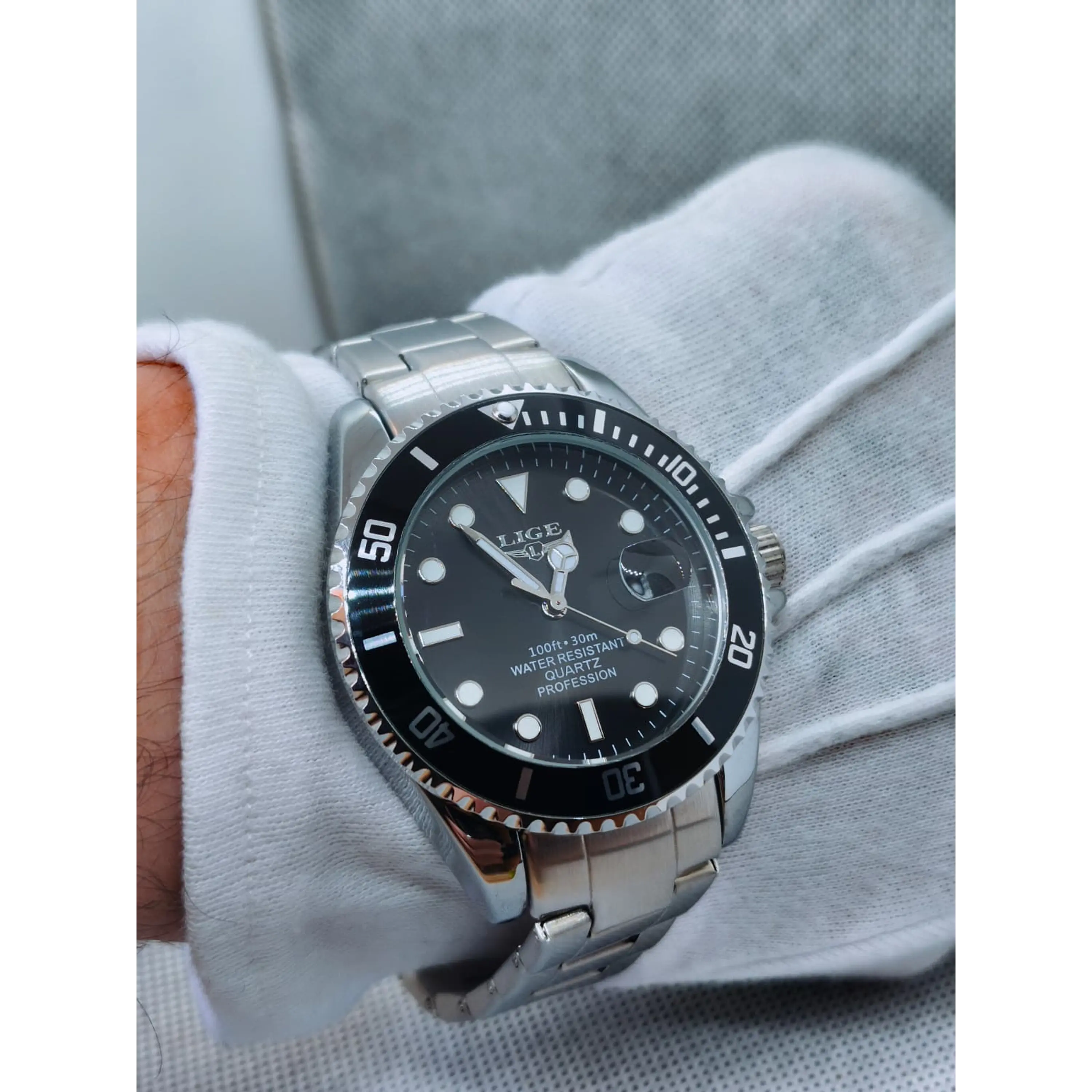 Relógio Quartz Masculino em Aço Inóxidável - Mergulhador 8