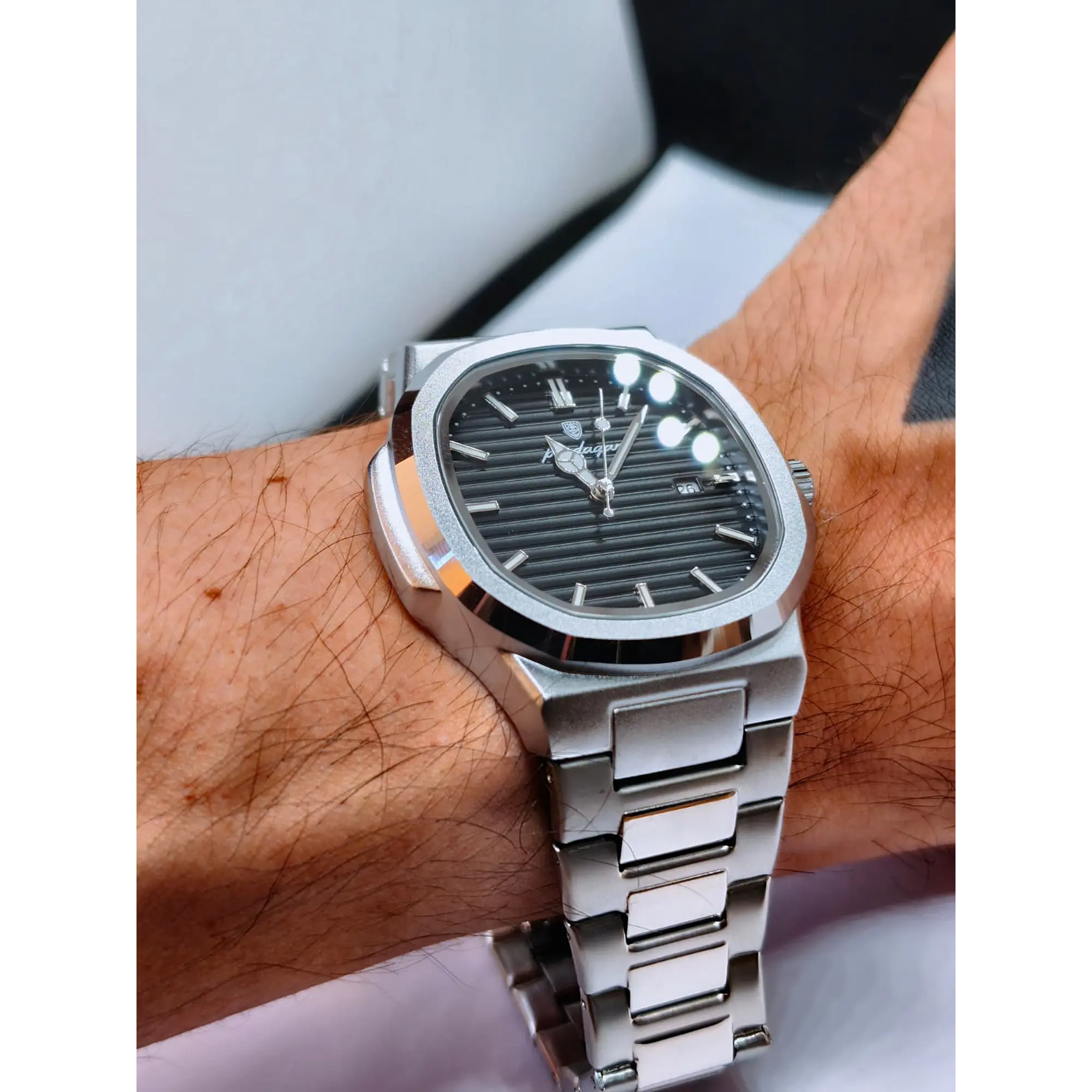 Relógio Quartz Masculino em Aço Inóxidável - Black Horizontal 2
