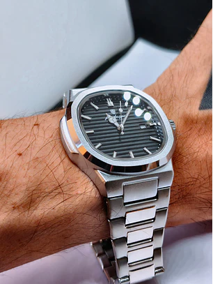 Relógio Quartz Masculino em Aço Inóxidável - Black Horizontal
