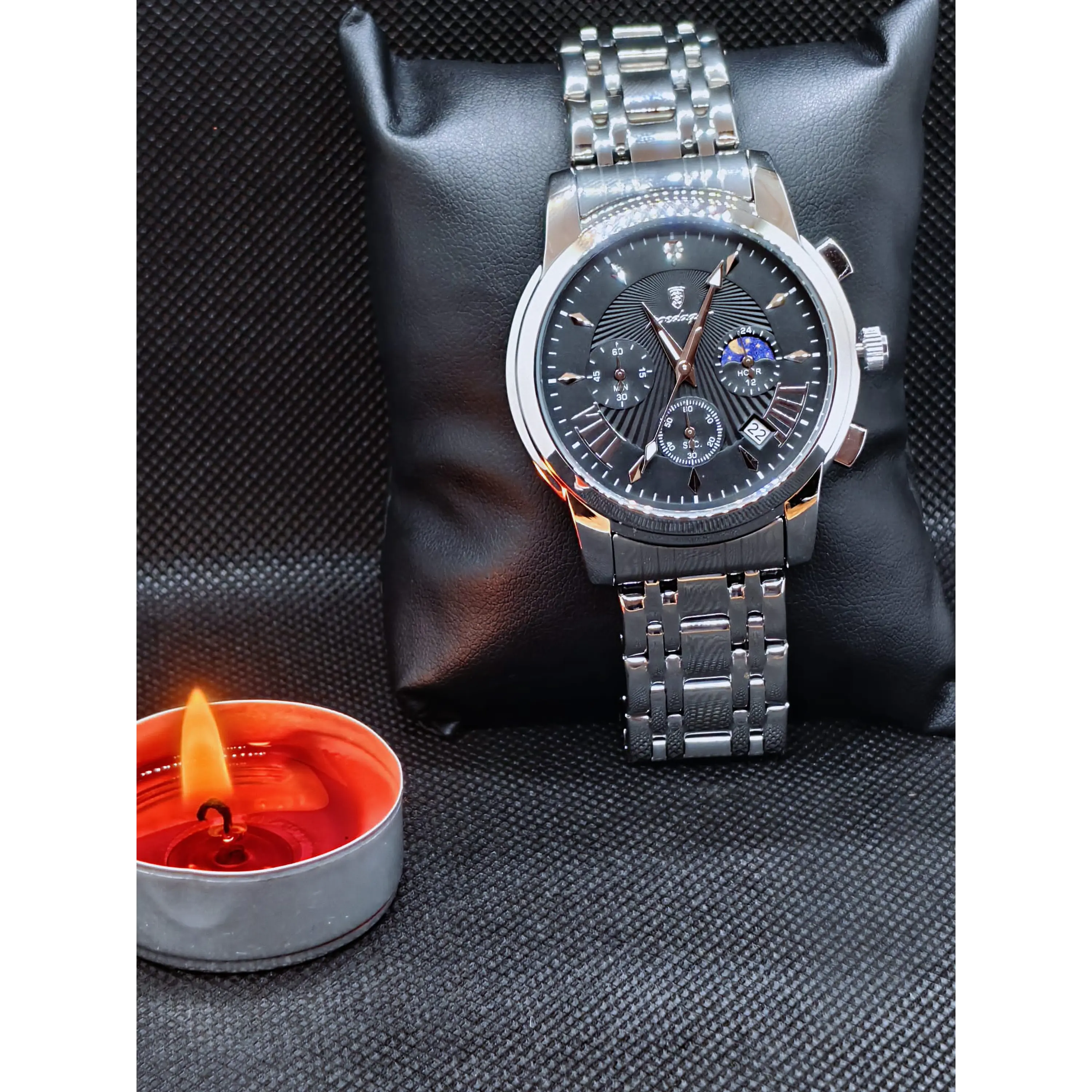 Relógio Quartz Masculino em Aço Inóxidável - Crystal Days  7