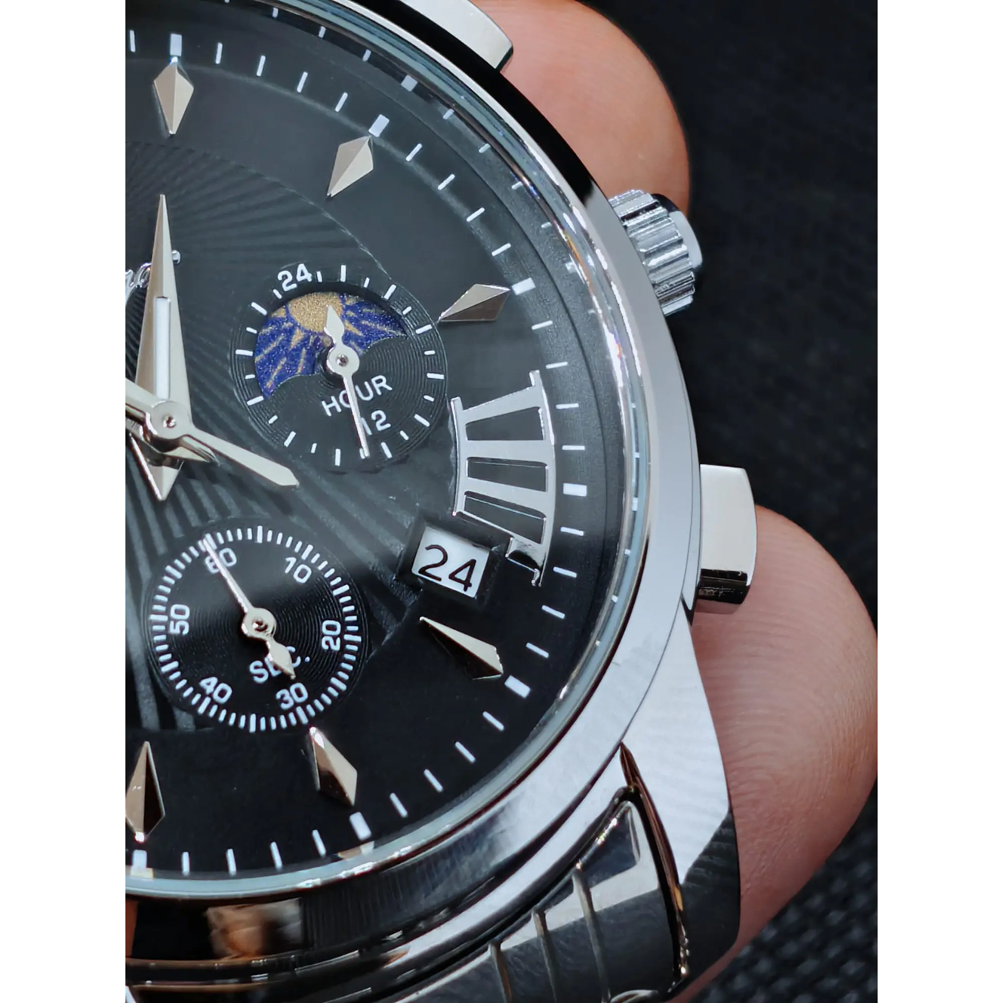 Relógio Quartz Masculino em Aço Inóxidável - Crystal Days  3