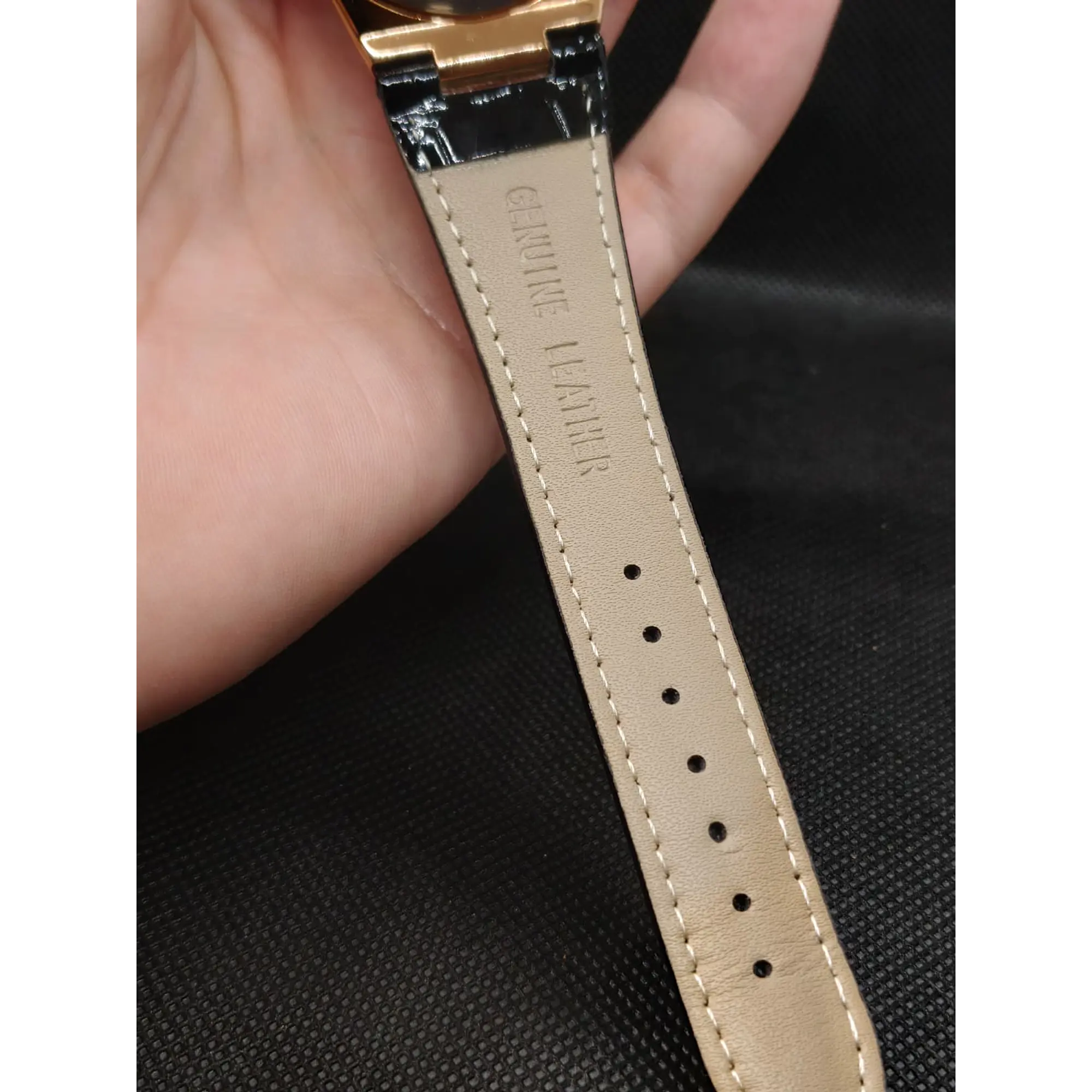 Relógio Quartz Masculino em Aço Inóxidável e Couro - Gold Green 6