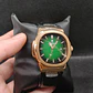 Relógio Quartz Masculino em Aço Inóxidável e Couro - Gold Green - Thumbnail 1
