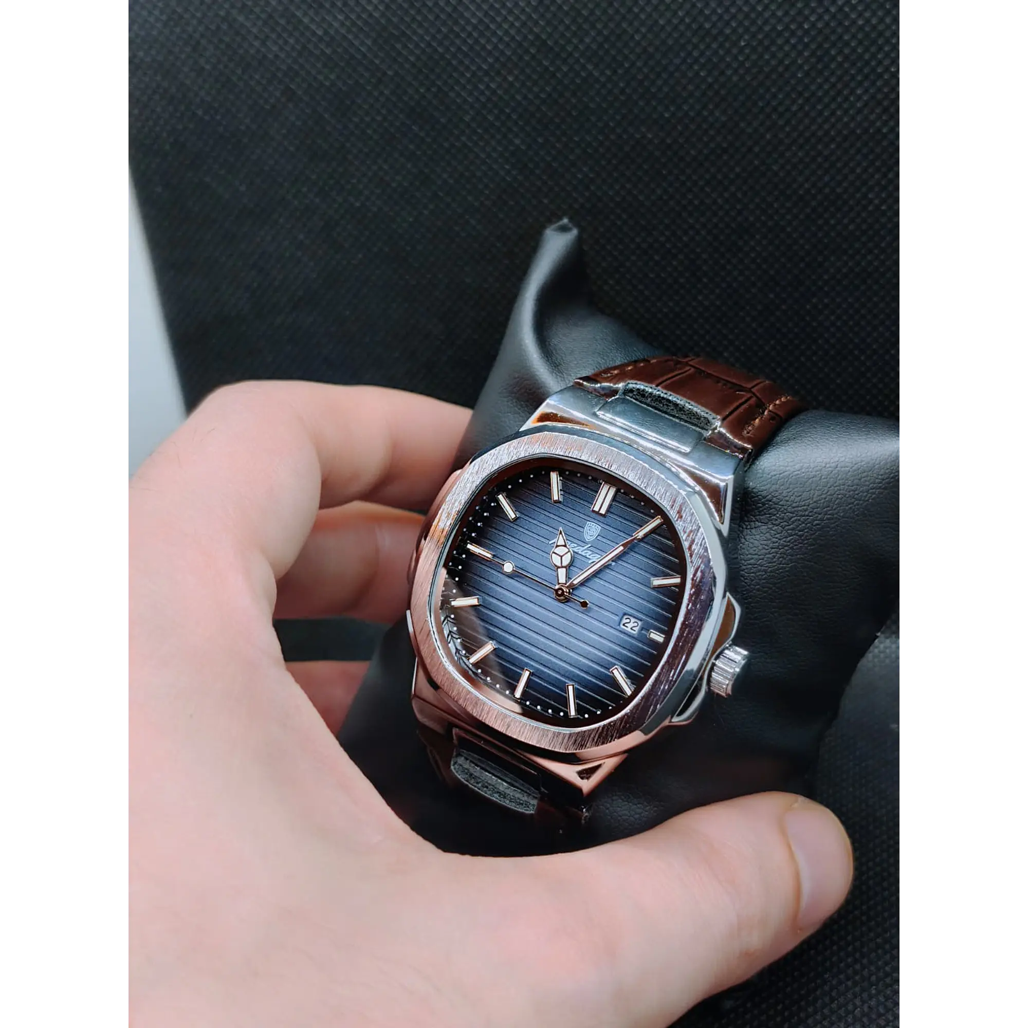 Relógio Quartz Masculino em Aço Inóxidável e Couro - Terra Mar 2