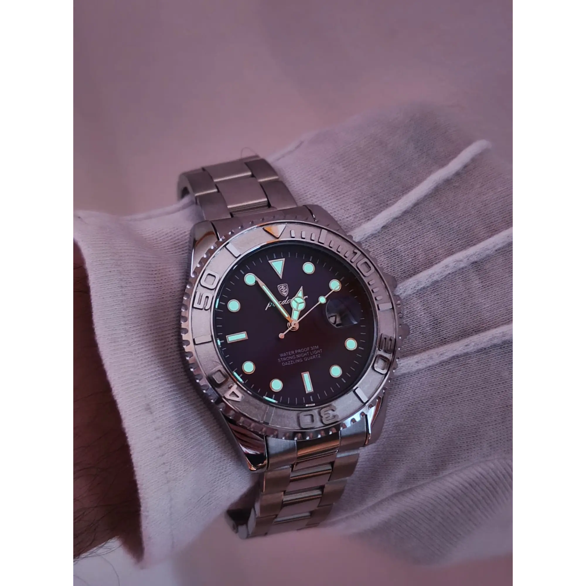 Relógio Quartz Masculino em Aço Inóxidável - Azul Prateado 4