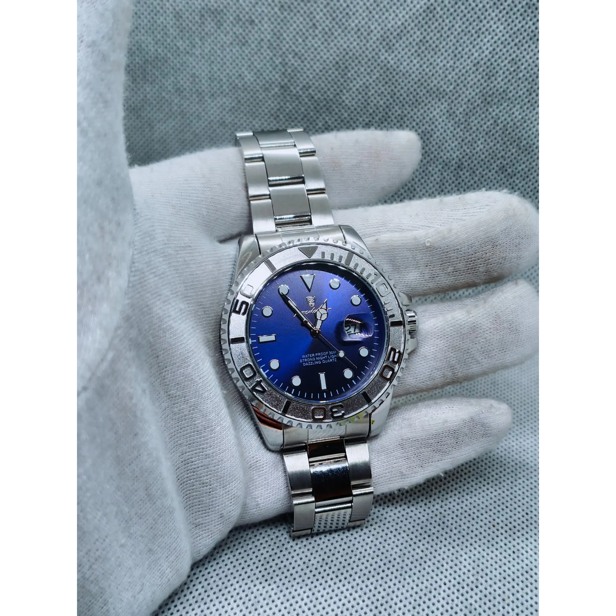 Relógio Quartz Masculino em Aço Inóxidável - Azul Prateado 2