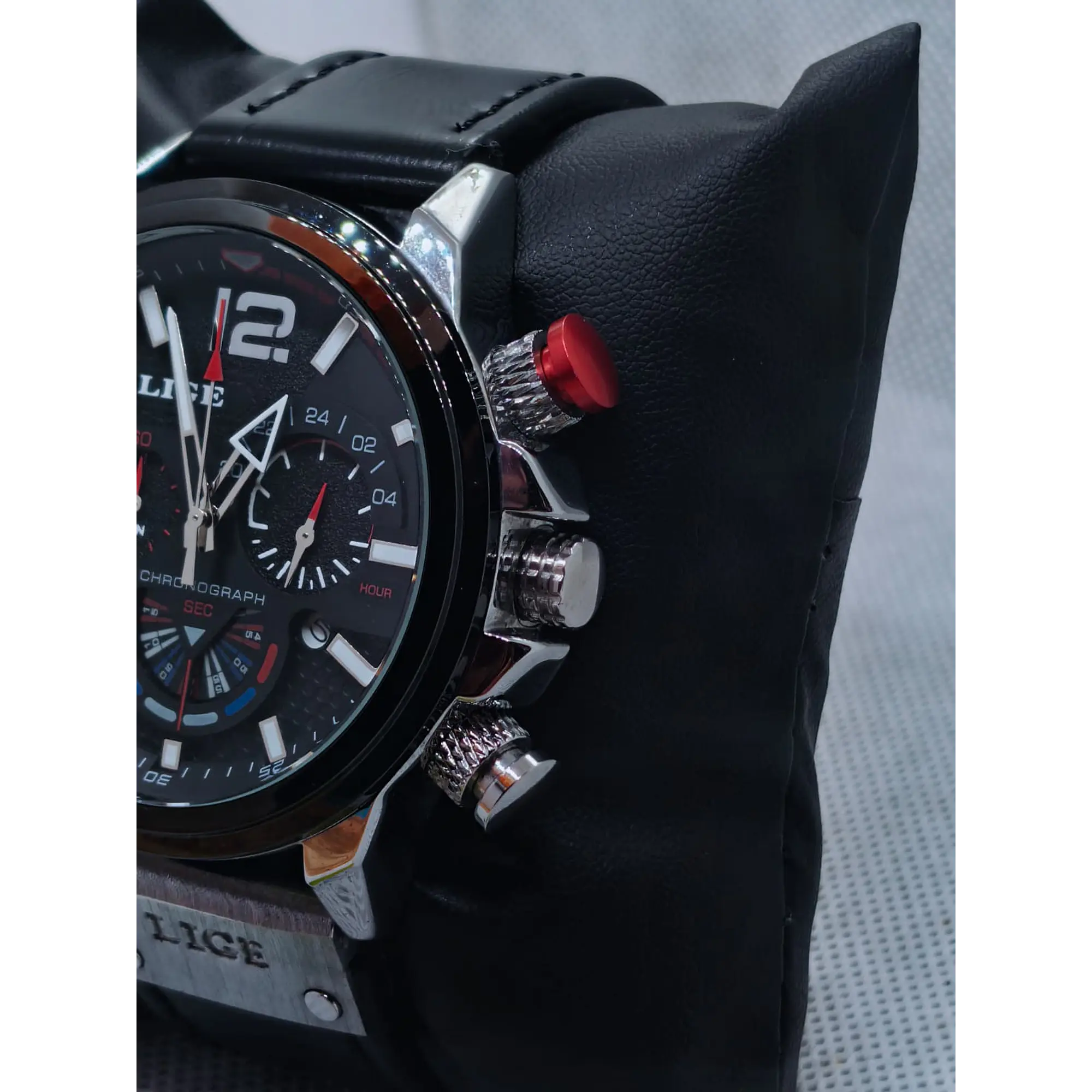 Men's Quartz Watch in Stainless Steel and Leather - Vintage Motard 5