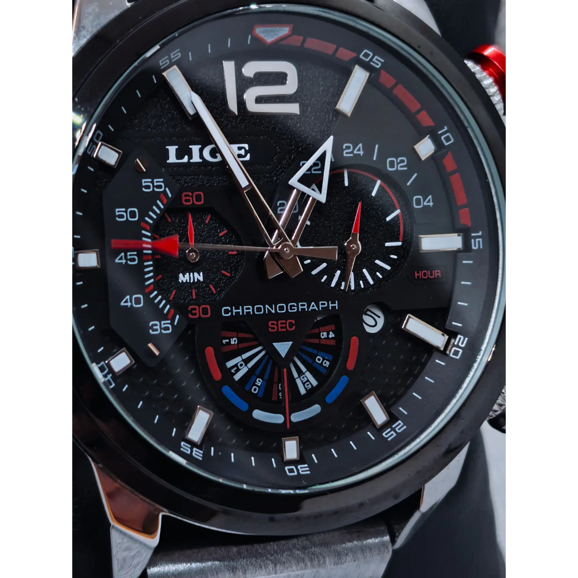 Men's Quartz Watch in Stainless Steel and Leather - Vintage Motard 2