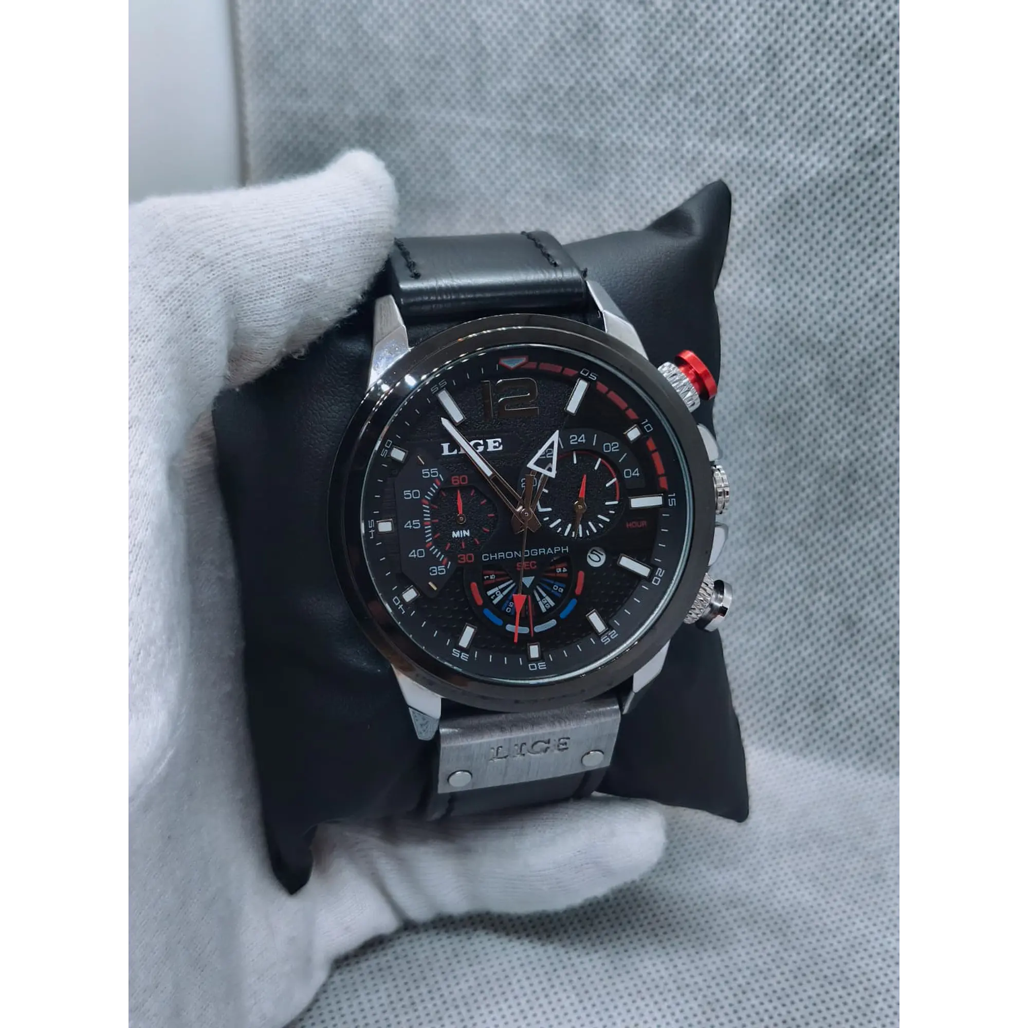 Men's Quartz Watch in Stainless Steel and Leather - Vintage Motard 8