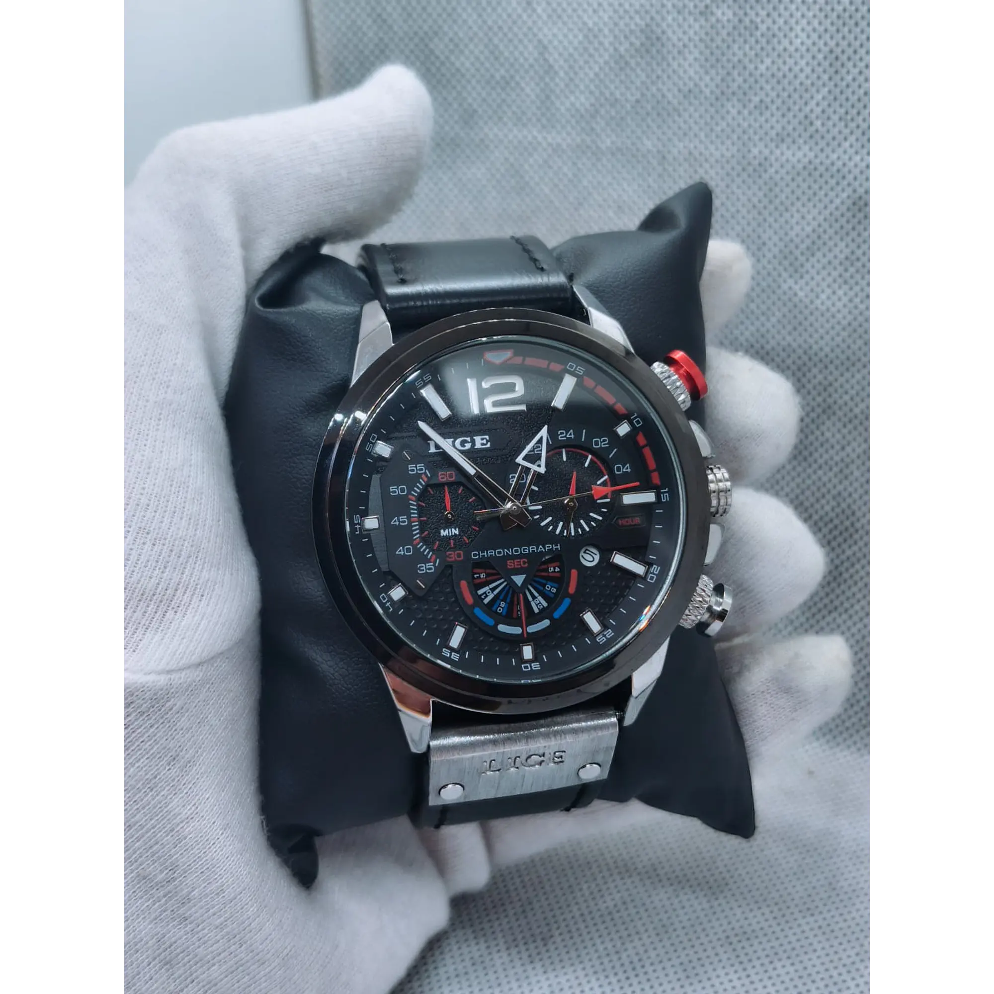 Men's Quartz Watch in Stainless Steel and Leather - Vintage Motard 3
