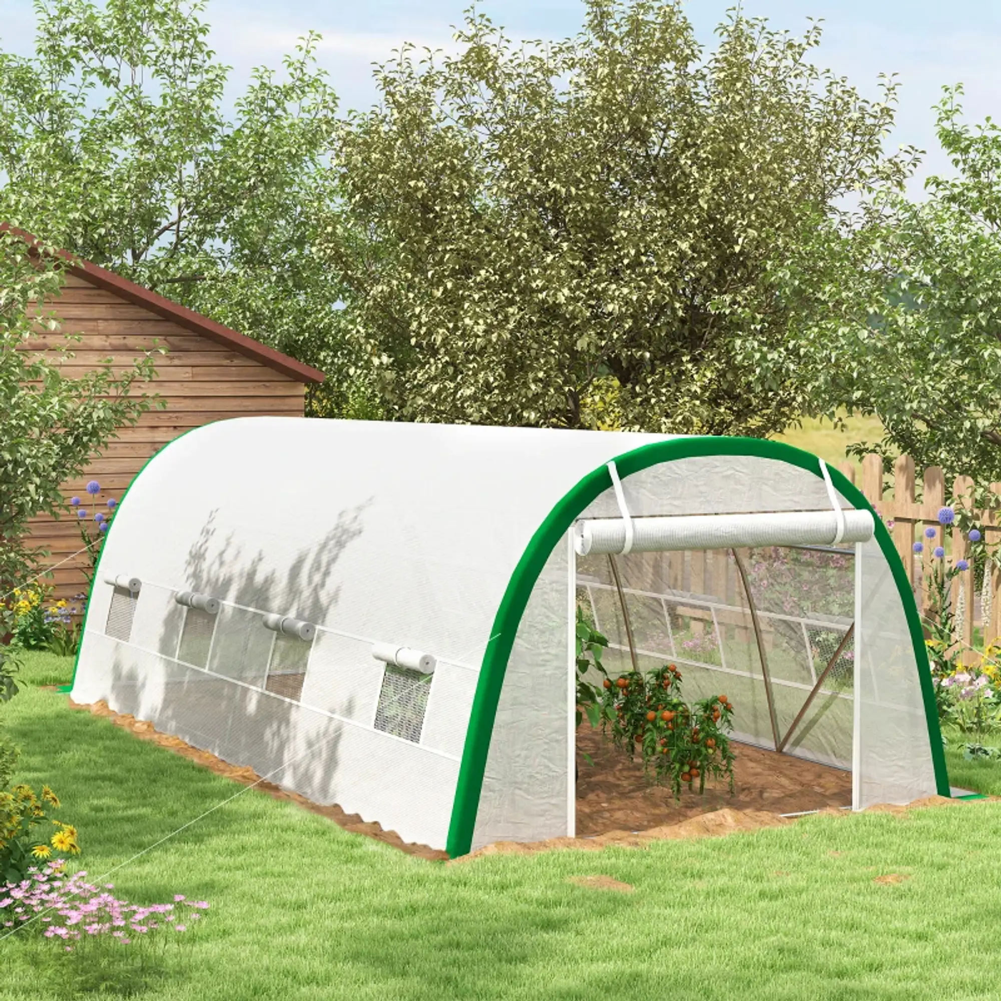 Estufa de Exterior 6x3x2 mPE 140g/m² Estrutura em Aço Branco 4
